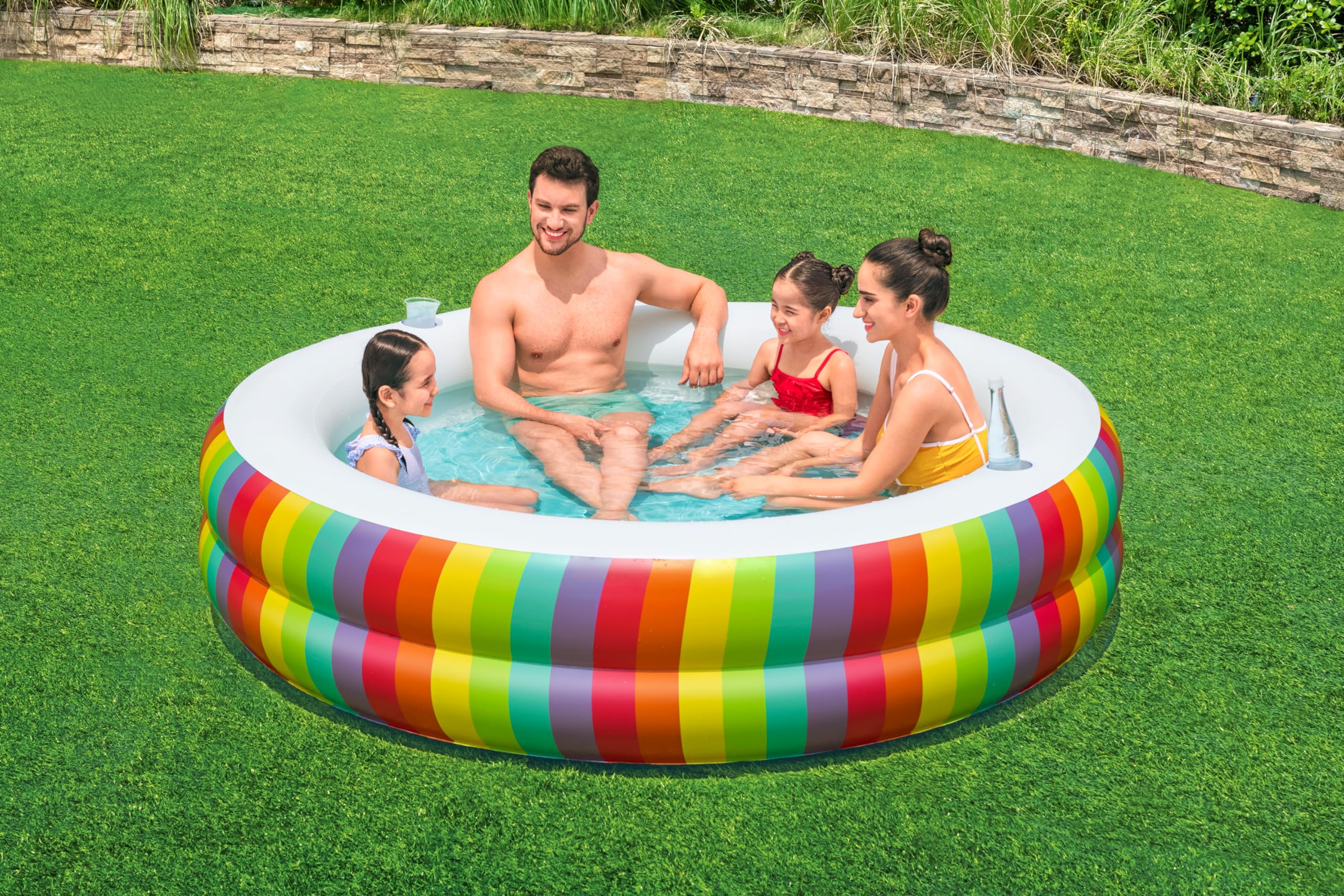 Bestway 54443 Piscina gonfiabile per bambini Rainbow Dreams da 206x206x51 cm