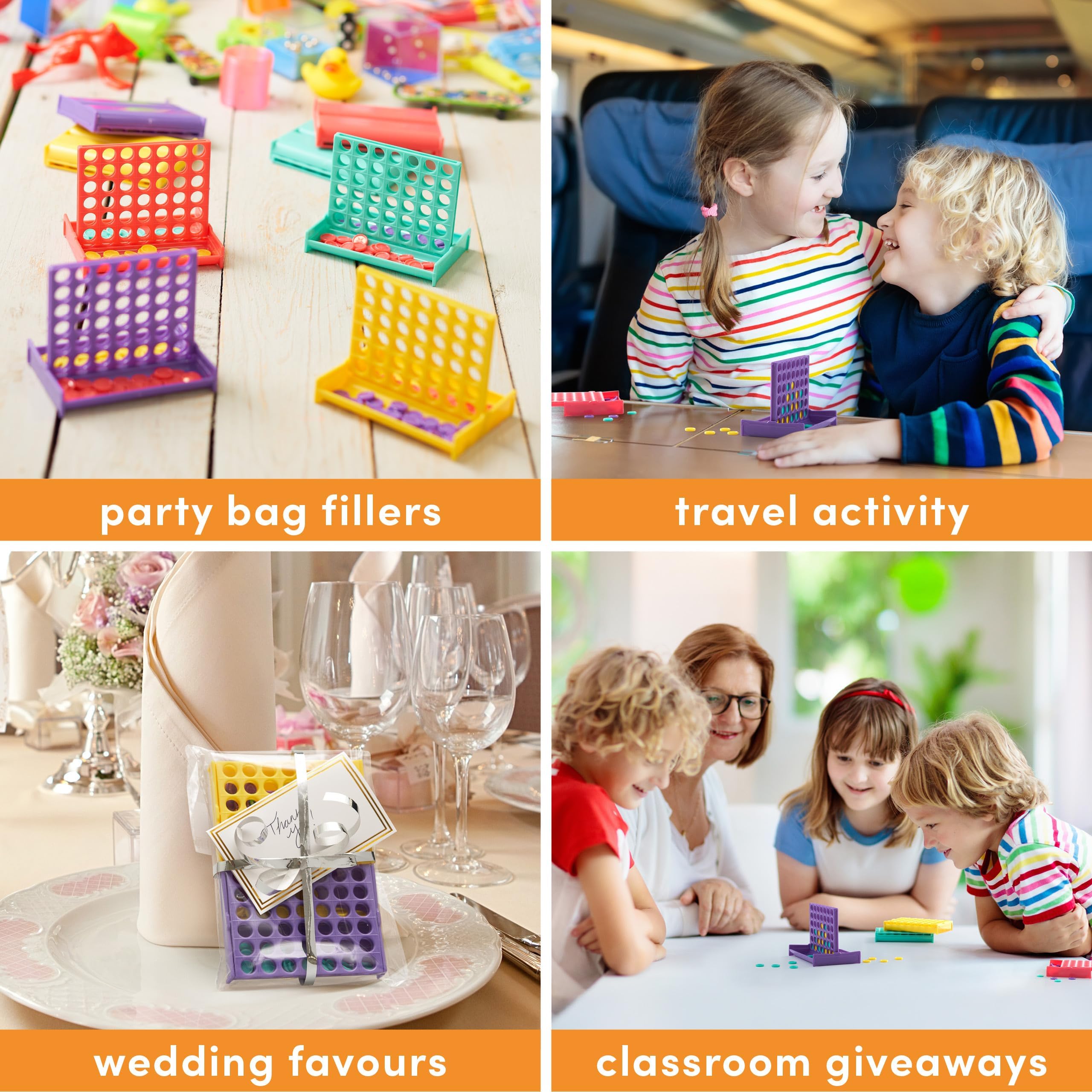 THE TWIDDLERS Pack 24 Mini Juegos de Mesa Alinear 4 Fichas 8cm - Detalles Cumpleaños Invitados Niños Colegio, Regalos Comunión, Bolsas Sorpresa, Piñatas, Juegos de Viaje 3 a 12 Años
