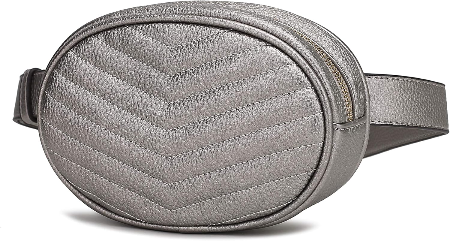 Mia K. Collection Fatima Women's Fanny Pack Quilted Chevron Women’s Belt Waist & Cell Phone Multi use Bag