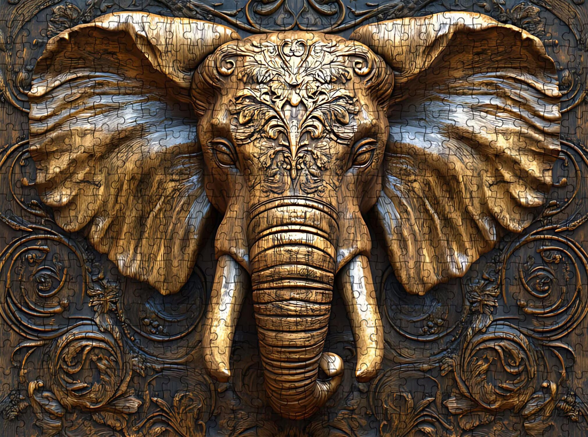elefante Intaglio legno-2 Puzzle 5000 Pezzi per Adulti, Puzzle in Legno - Collezione Classica con Poster Incluso - Sfida di Concentrazione e Passatempo, Gioco per Famiglia, 156 x 105 cm f0-118