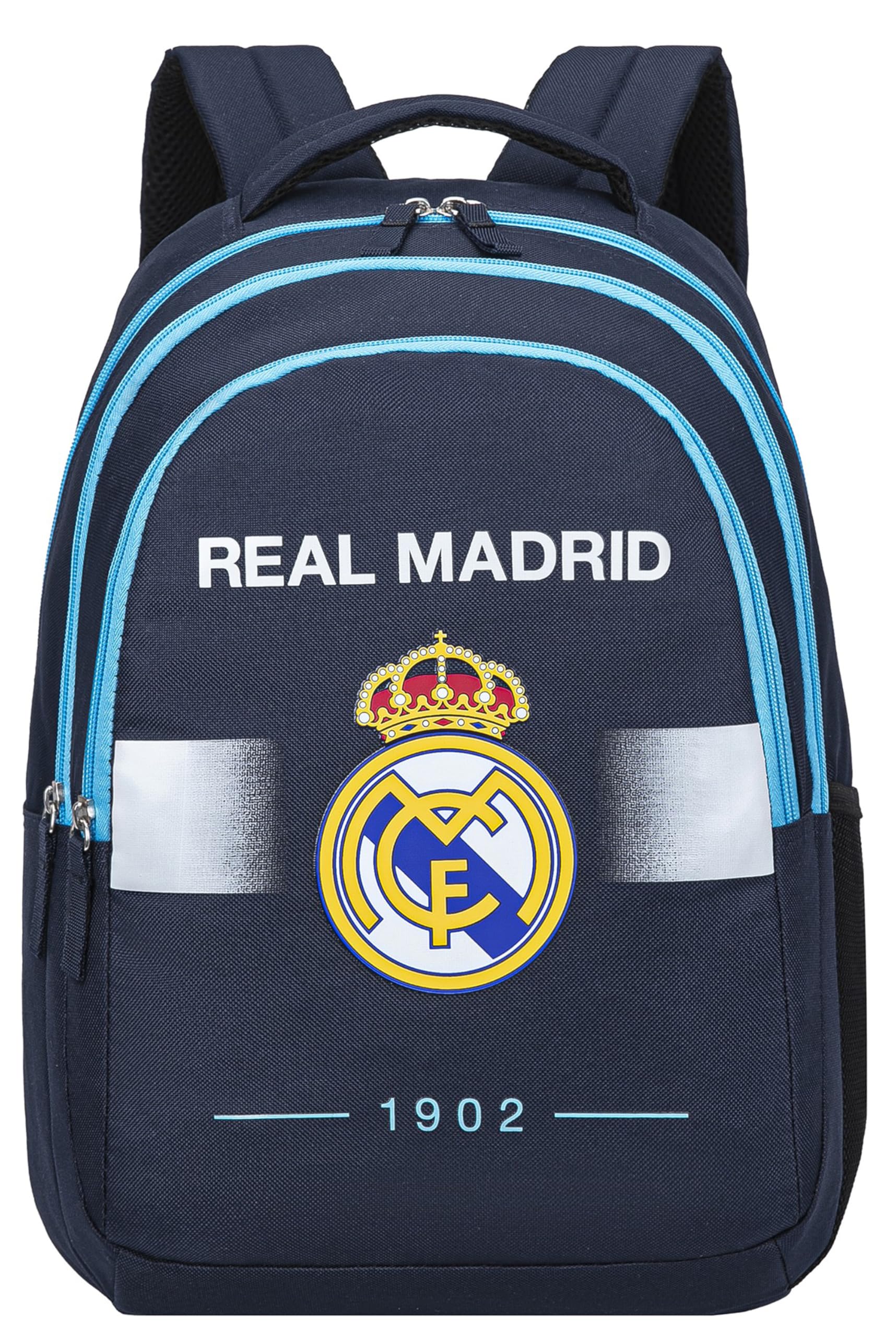 Real Madrid - Mochila escolar 3 compartimentos Real - Colección oficial