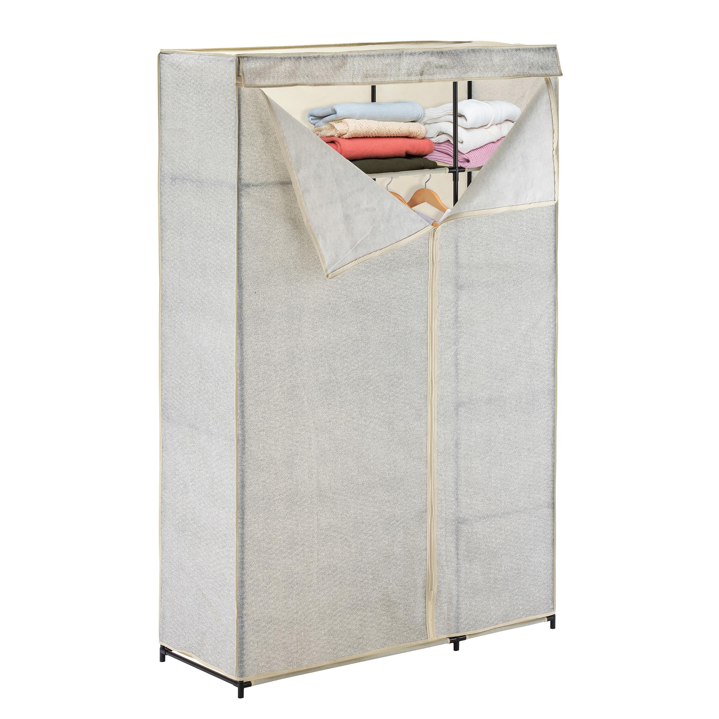 MSV XL Stoffschrank Kleiderschrank Faltschrank Campingschrank Stoff mit Kleiderstange 110 x 174,5 x 45 cm