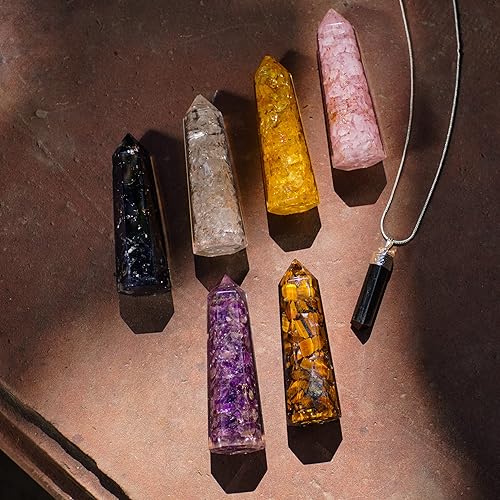 Miniatura 6 de Healing Crystal Wand Set of 6 Orgonite  Includes 3 Amethyst Crystal Tigers Eye Rose Quartz Black Tourmaline Stone Citrine and Clear Quartz Orgone