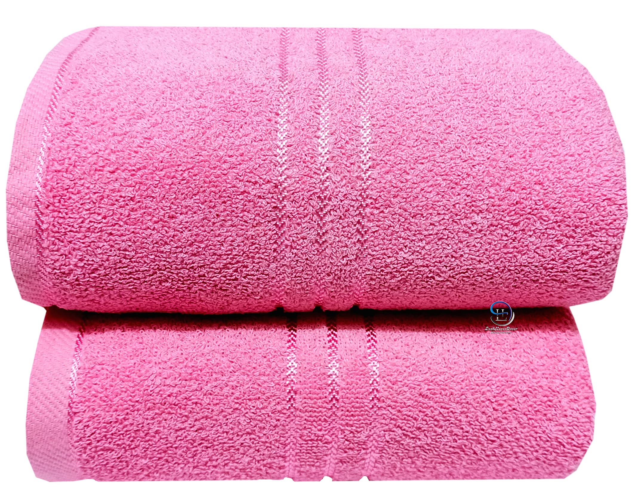 LushHavenDecor 500 GSM Extra Large Big Men Bath Towel for Man and Woman 100% Pure Cotton Full Size XXXL Ultra Soft, Absorbent & Quick Dry Towel 36x72 inch (3 X 6 Feet), Set of 2 Towel, Pink