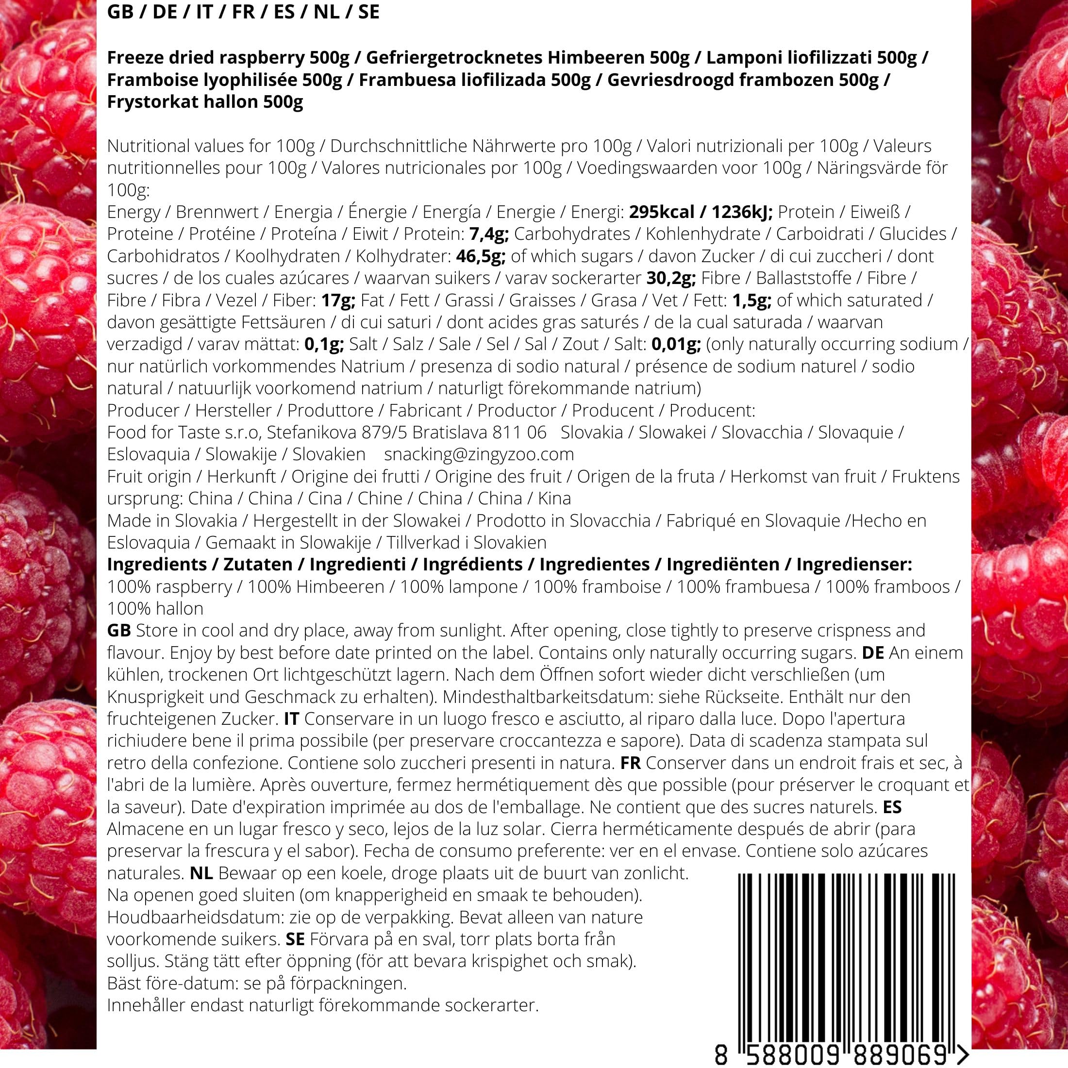 Gefriergetrocknete Himbeeren Gebrochene Stücke | XXL 500g Trockenfrüchte Gefriergetrocknet | Getrocknete Himbeeren Glutenfrei Gefriergetrocknete Früchte | Freeze Dried Fruit | Freeze Dried Raspberry