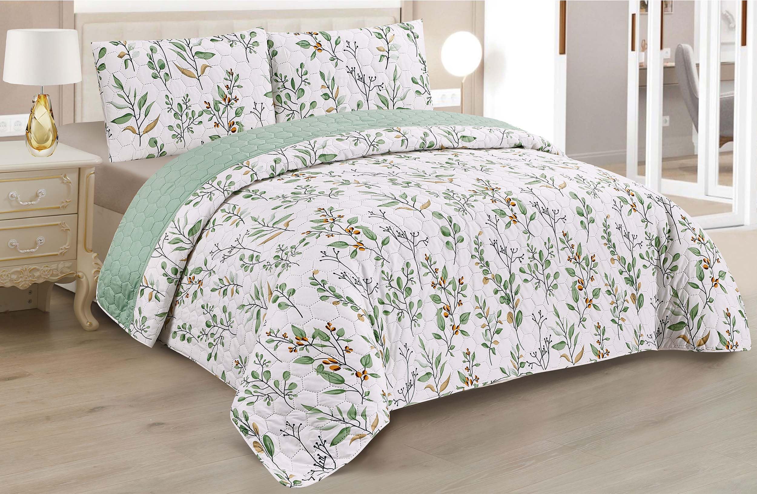 BESCH Colcha Boutis para Primavera y Verano con Diseño Silvestre + 2 Funda Cojin 50x70 cm - Cubrecama Ligera Fina Entretiempo Extra Suave y Transpirable (Cama 135, 220x260cm)