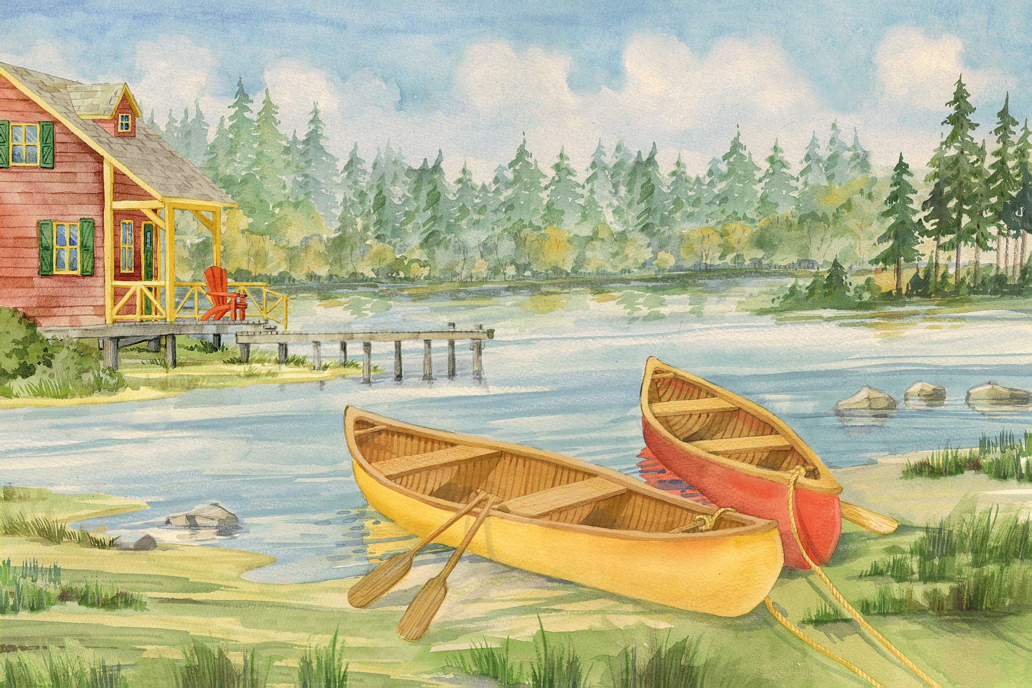 Portfolio Canvas Decor Canoe Camp by Paul Brent Wall Art, 24 x 36"