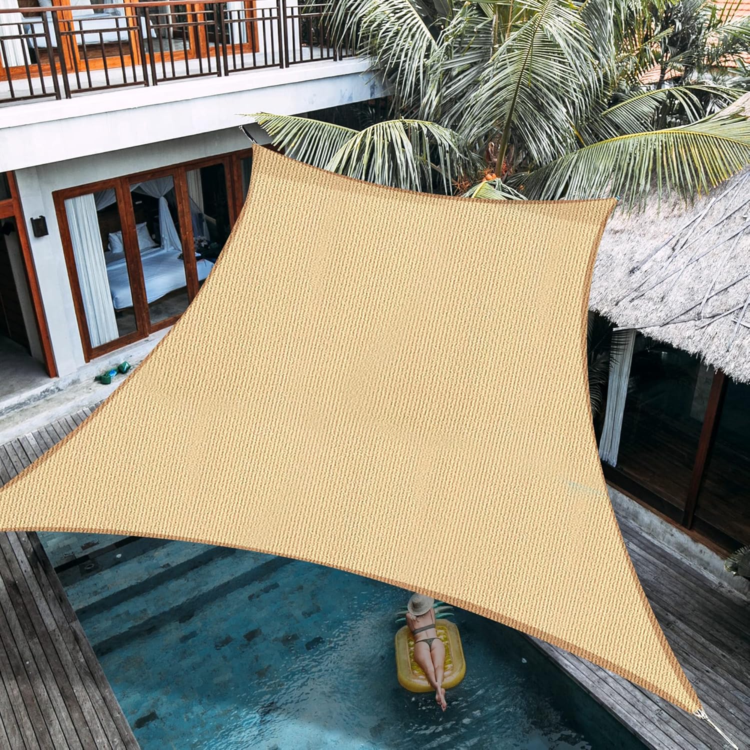 Amazon.com : Palace World 10' x 13' Sand Rectangle Sun Shade Sail Sun ...