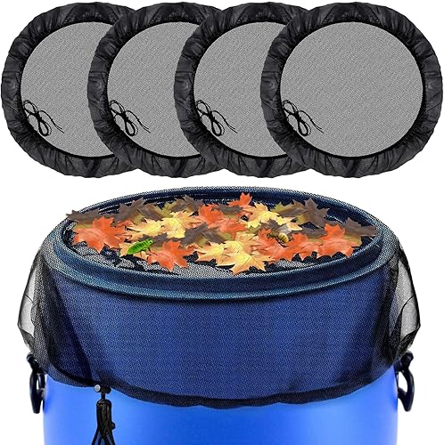4 cubiertas de malla para barril de lluvia, cubetas de recolección de agua, cubierta de barriles de recolección de lluvia, pantalla de red para