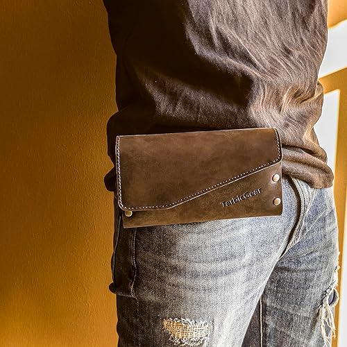 Miniatura 2 de Funda de cuero doble para teléfono para dos teléfonos, funda de teléfono doble para hombre, cinturón con clip para cinturón para iPhone 16 Pro Max,