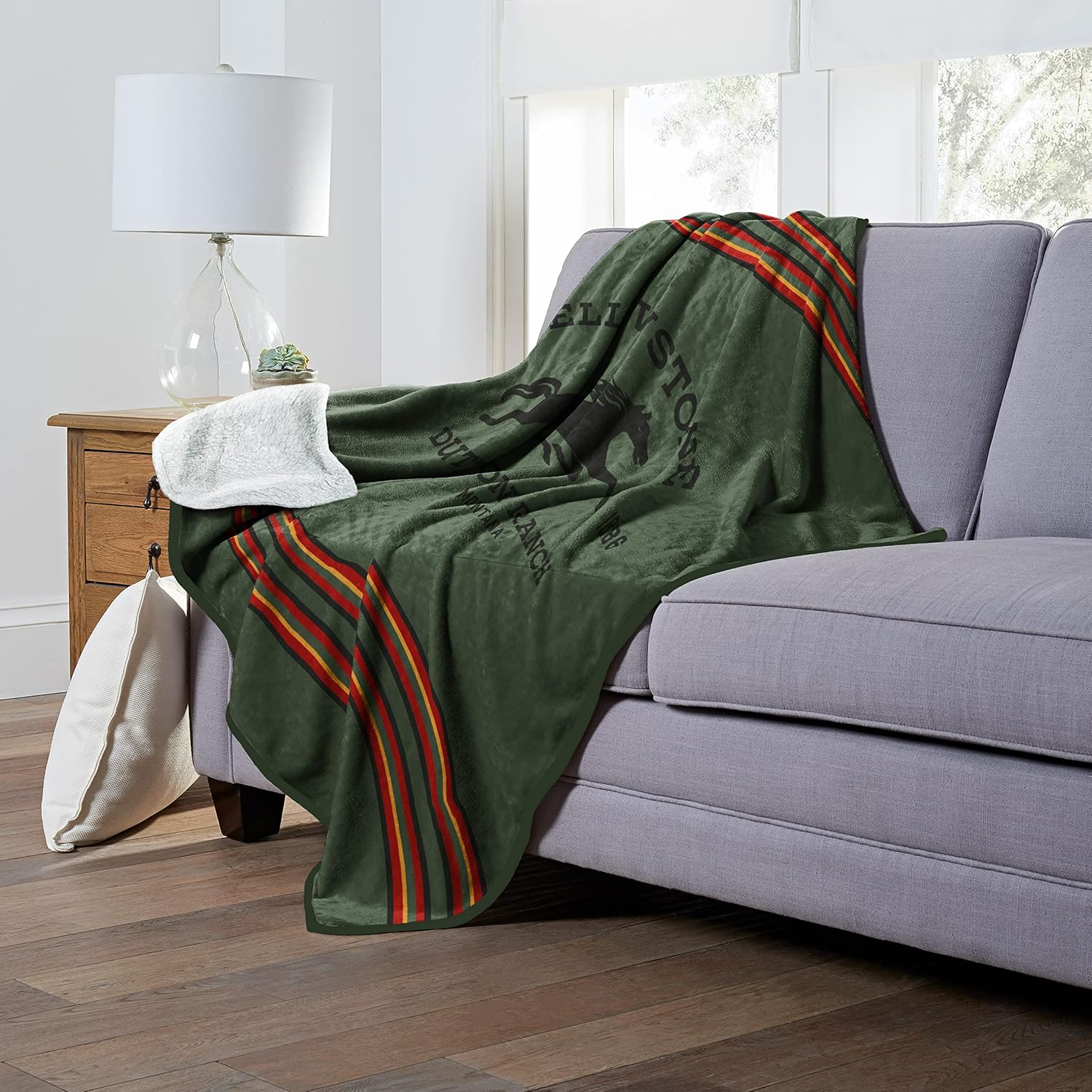 Northwest Yellowstone Silk Touch Sherpa Throw Blanket, 60 x 70 Inches, Ranch Blanket - Image 2