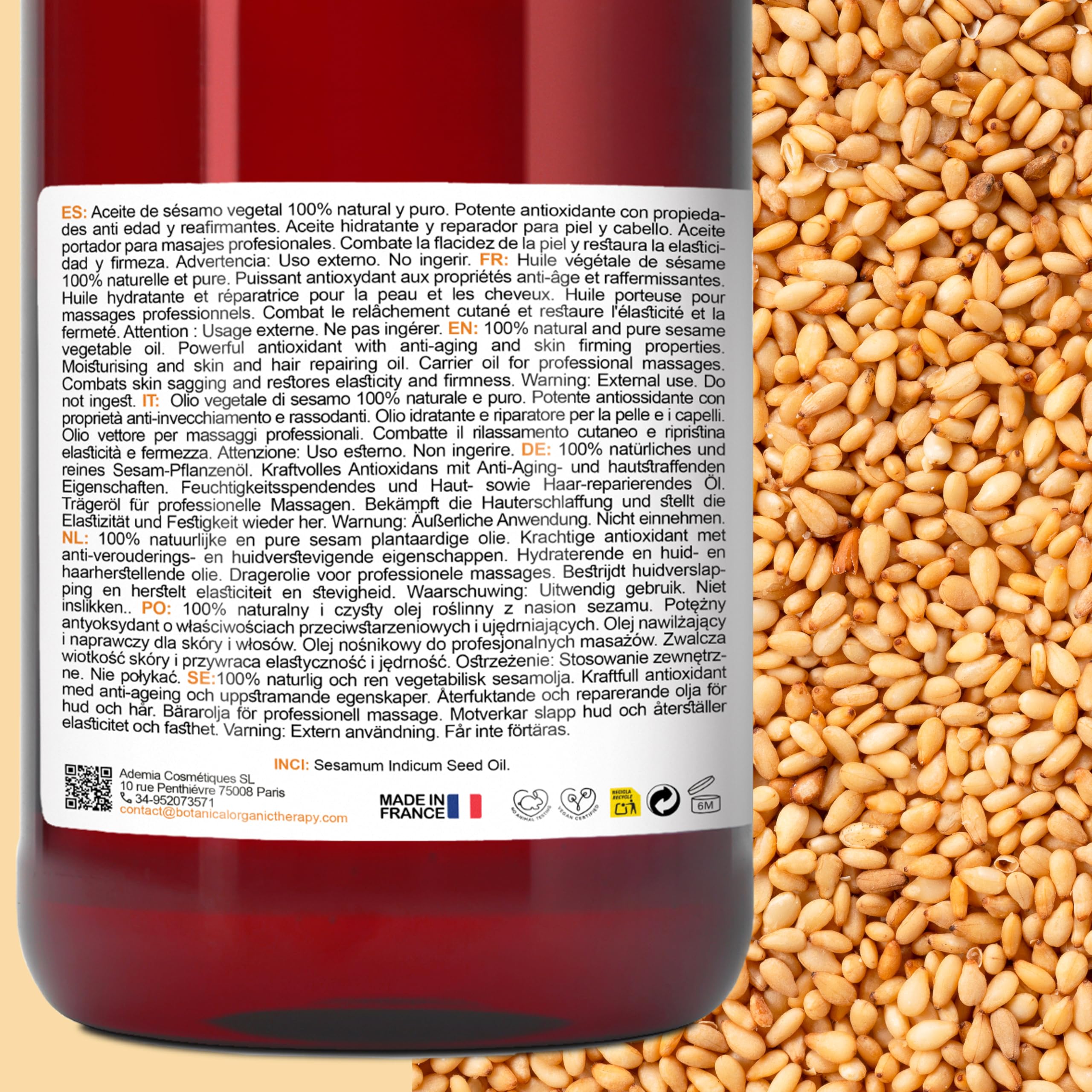 Aceite de Sésamo BIO 100% Puro 5000 ml 5 L Presion en Frio