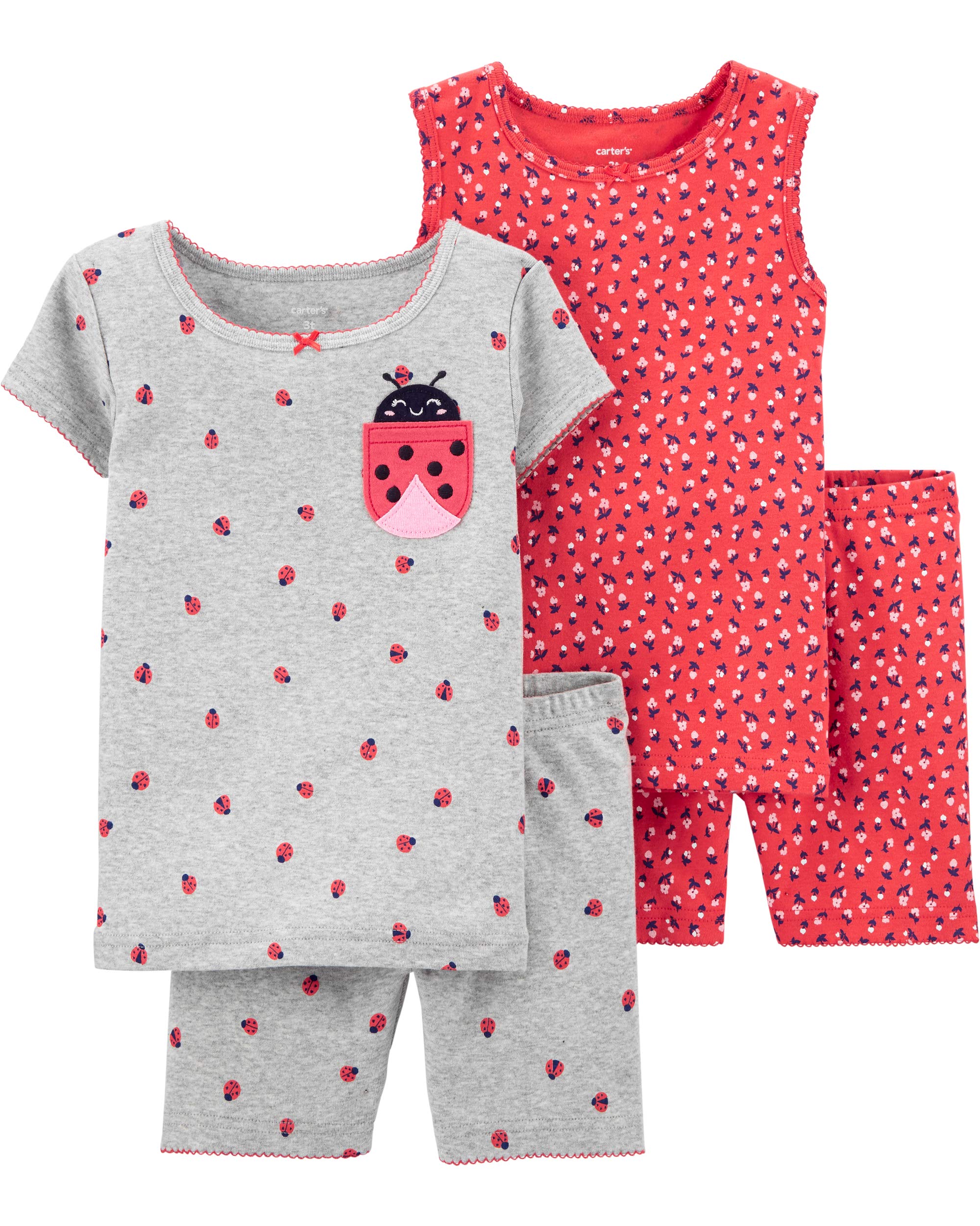 Carter's - PJs da donna in cotone, 4 pezzi, colore: Grigio/Rosso