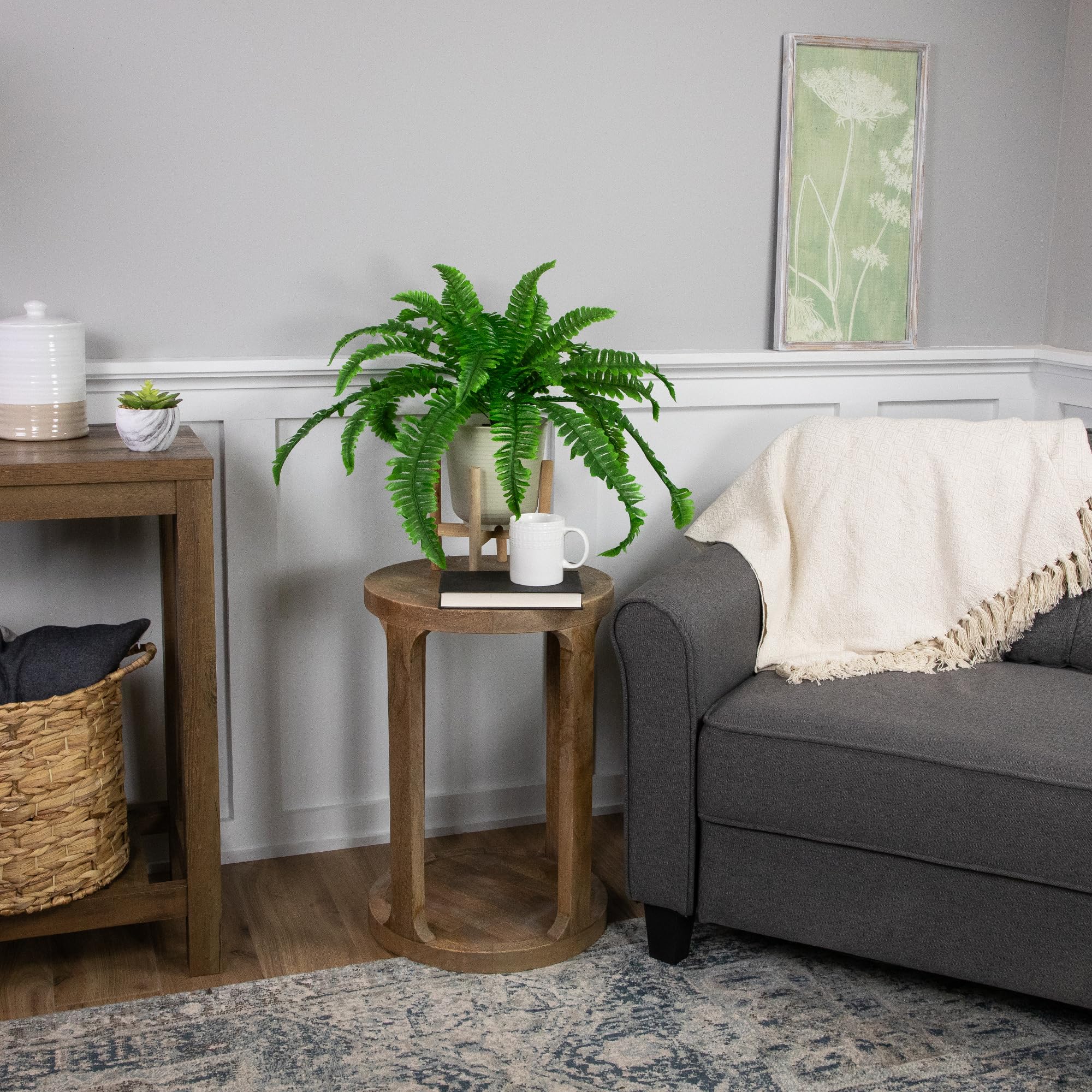 Northlight Artificial Boston Fern in a Decorative Cream Pot, 24