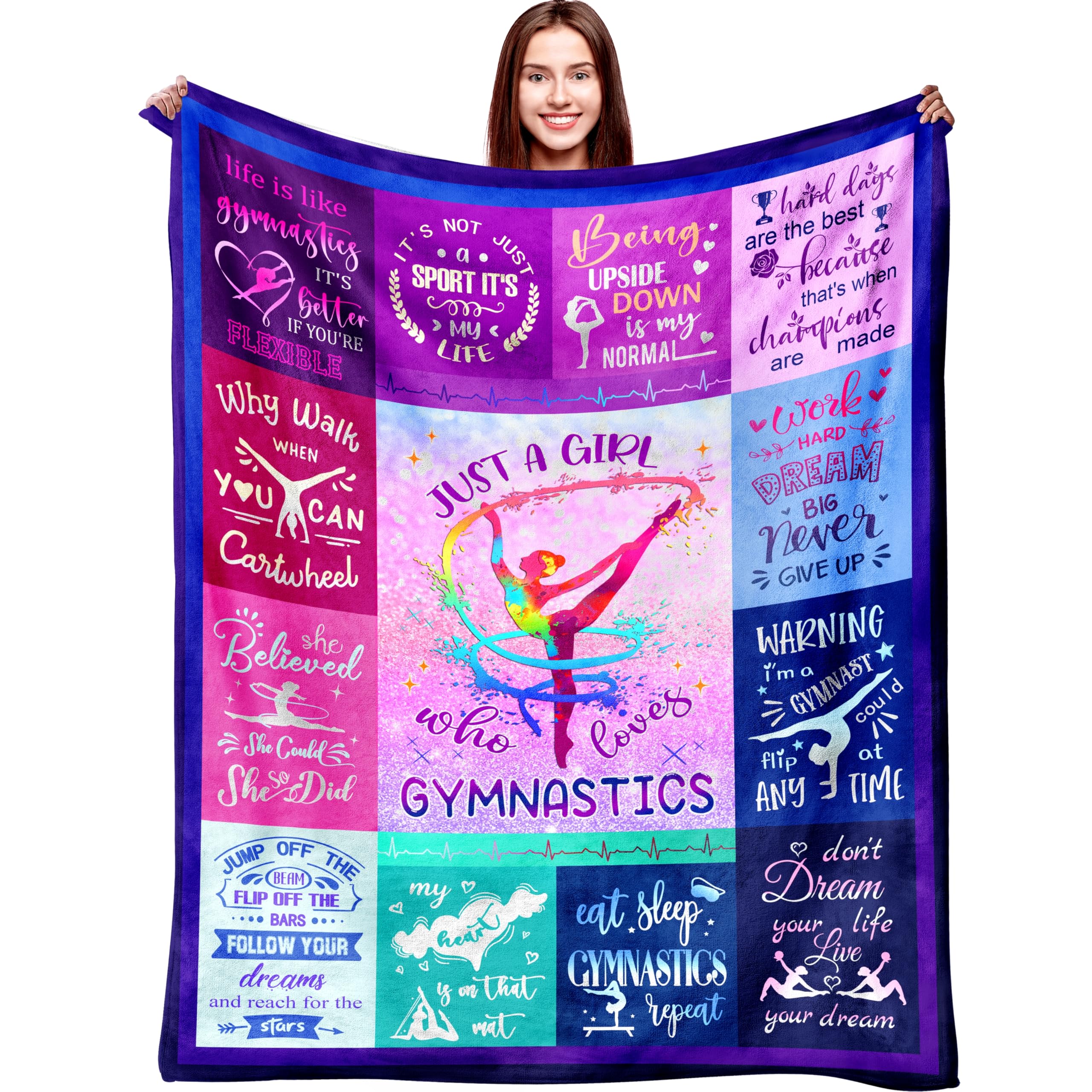 WIKHU Gymnastics Blanket for Girls Super Soft Flannel Gymnastics Throw Blankets Gymnastics Lovers Merch Stuff Gifts for Girls Adults 60