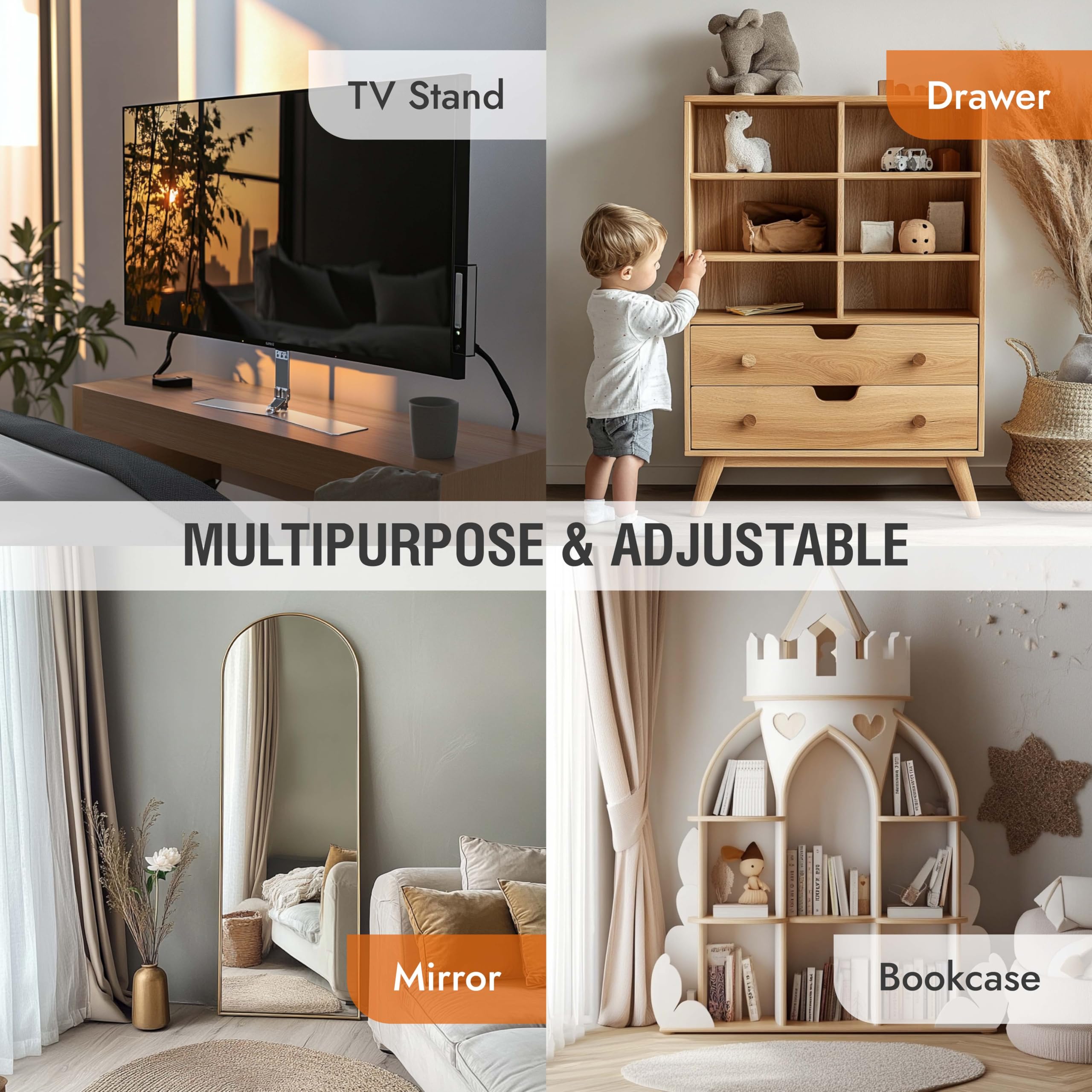 Paquete de 2 correas de seguridad para TV Adhasive, correas de TV sin taladro para pantalla plana, correas de terremoto para estanterías, kit de anclajes para muebles