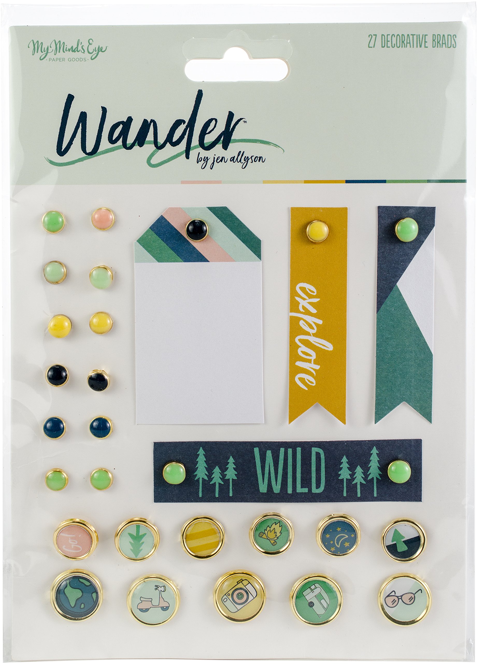 Wander Decorative Brads (27 per Pack), Multicolor