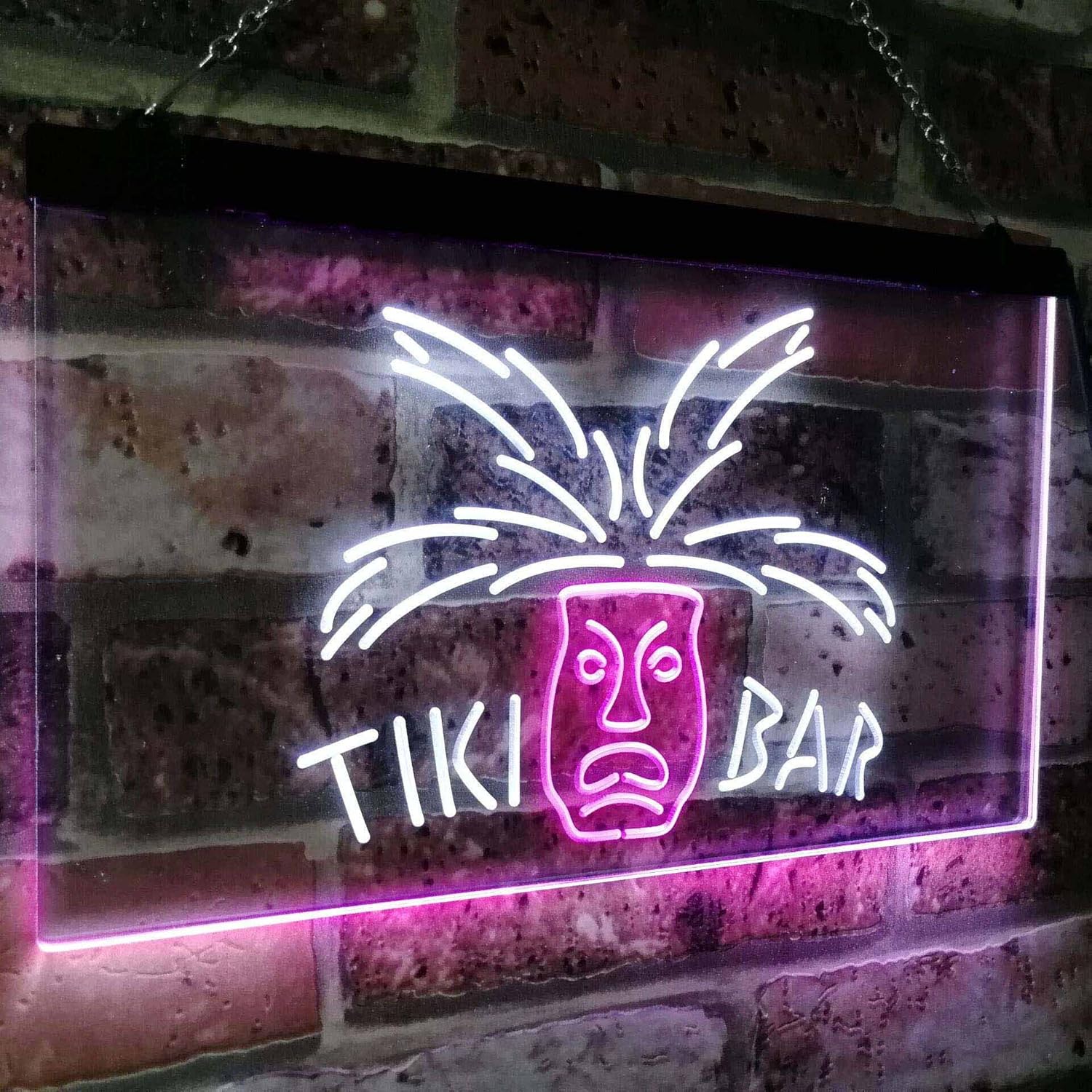 ADVPRO Tiki Bar Mask Pub Club Beer Drink Happy Hour Dual Color LED Neon Sign White & Purple 12" x 8.5" st6s32-i2067-wp