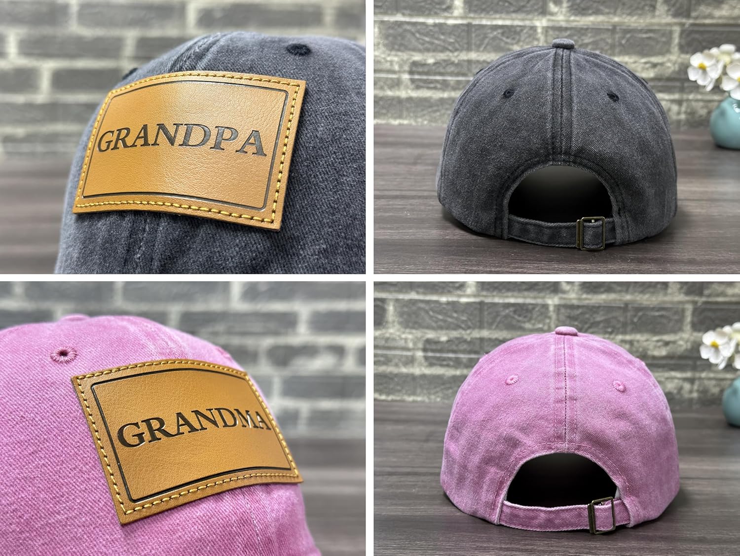 Embroidered Matching Hats for Bride Groom Hubby Wifey Grandma Grandpa Unccle Auntie Mom Men and Women