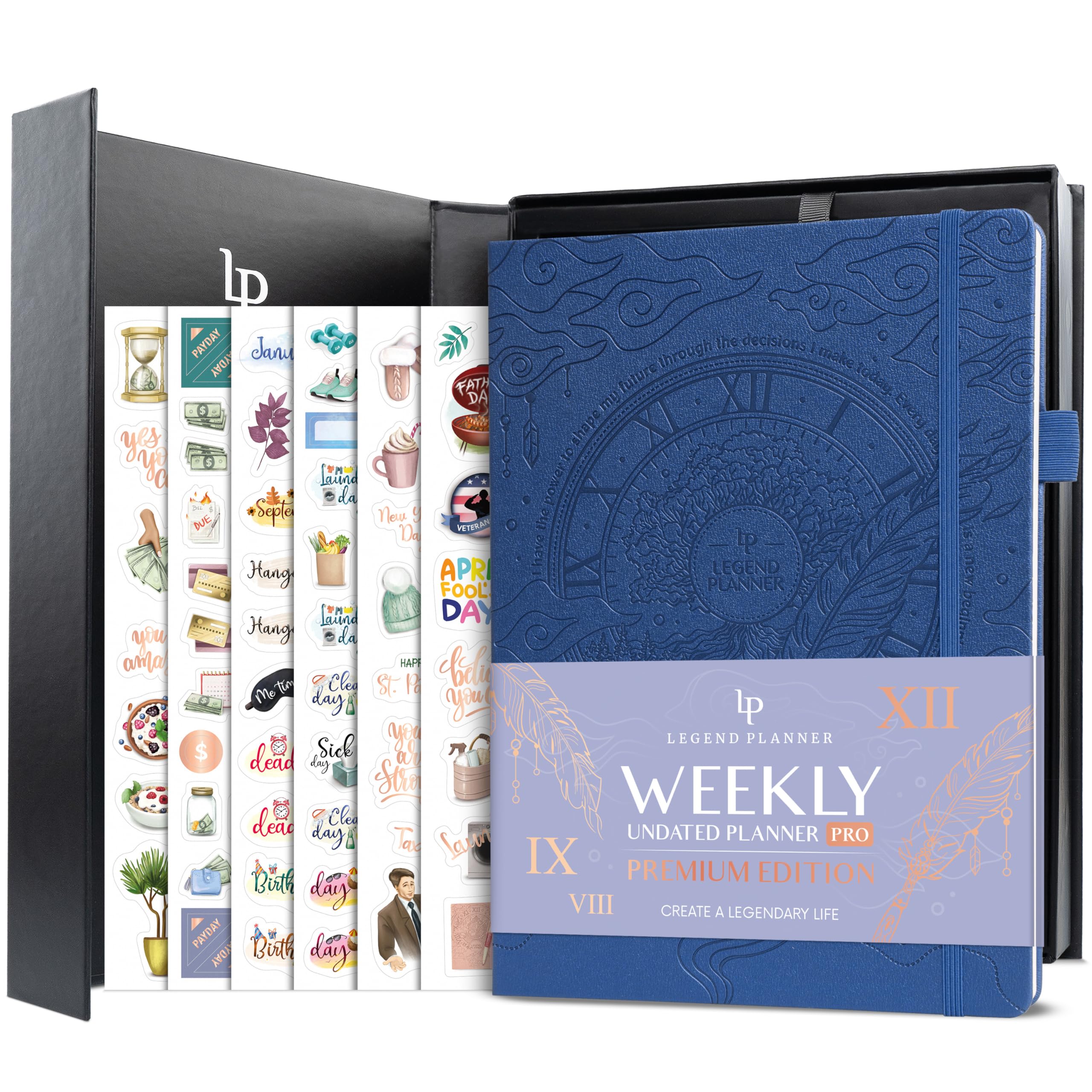 Legend Planner PRO Premium, Large Undated Weekly, Monthly & Budget Planner with Habit Tracker