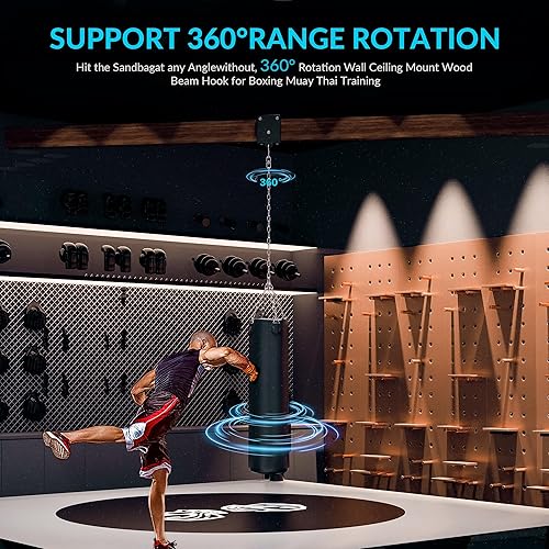 Miniatura 2 de Colgador pesado de saco de boxeo de 1200 libras, colgador de saco de boxeo de 360, gancho de montaje para bolsa pesada Rafter, soporte de montaje de