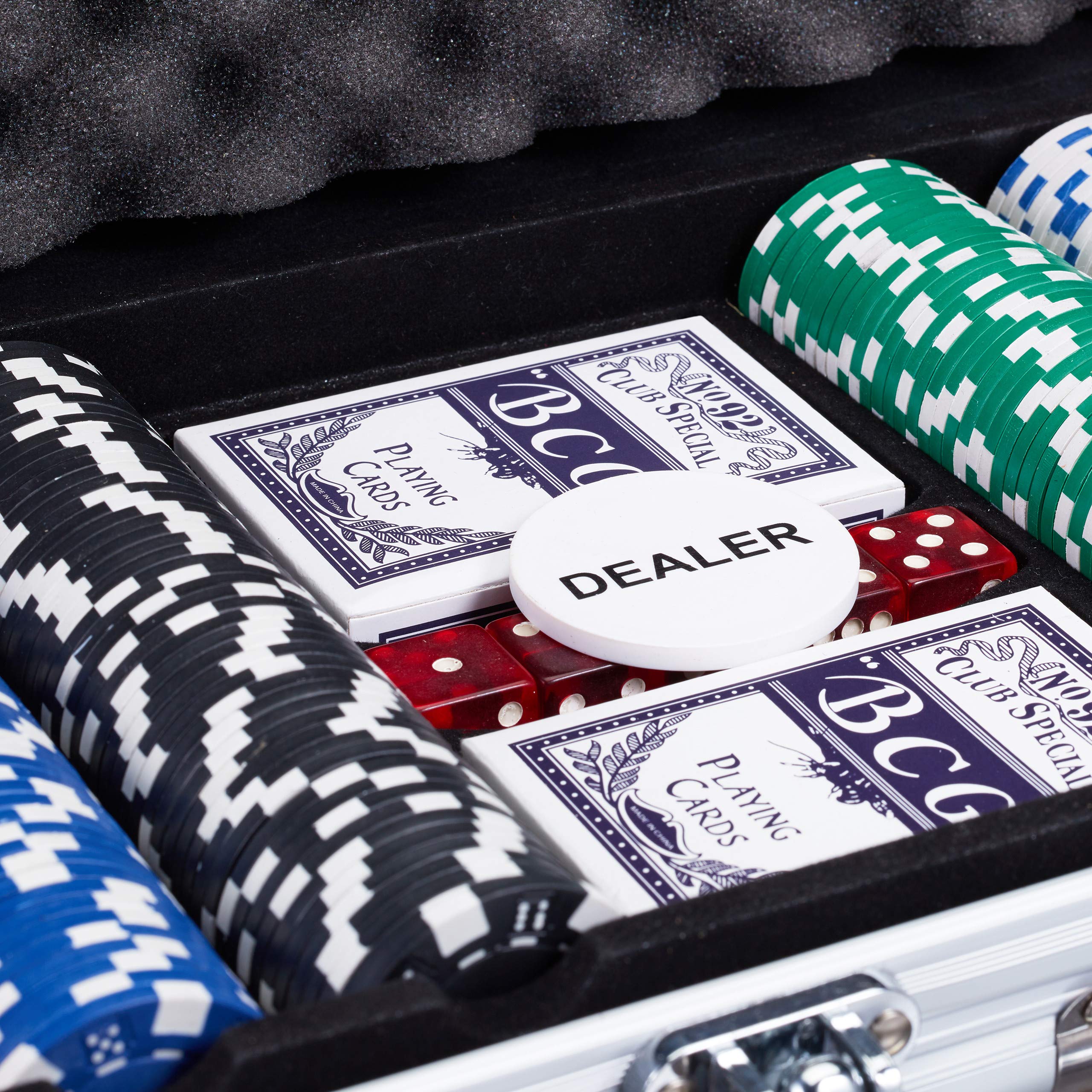 Relaxdays Poker Set 300 Fiche Valigetta Alluminio Argento