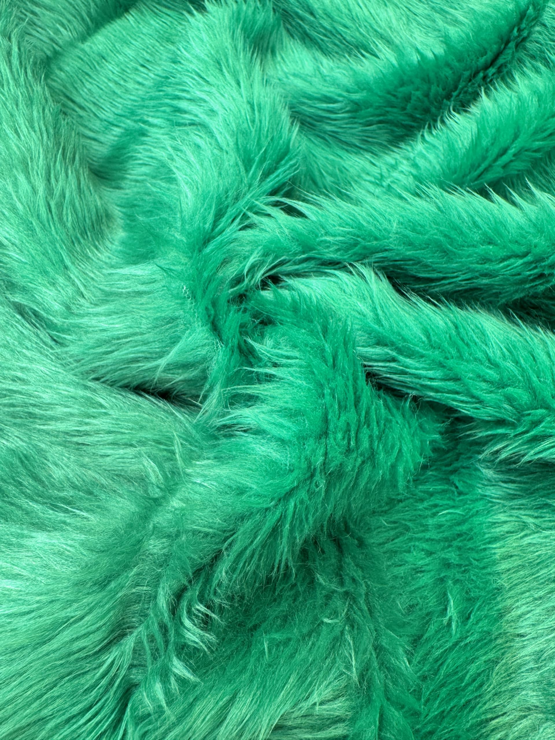 Crs Fur Fabrics Emerald Green Plain Fun Faux Fur Fabric Material 1Mtr - 150Cmx100cm