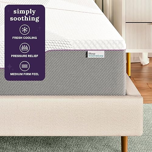 Miniatura 2 de Sleep Innovations Marley - Colchón de espuma viscoelástica de gel de té verde de 12 pulgadas, tamaño California King, cama en una caja, sensación