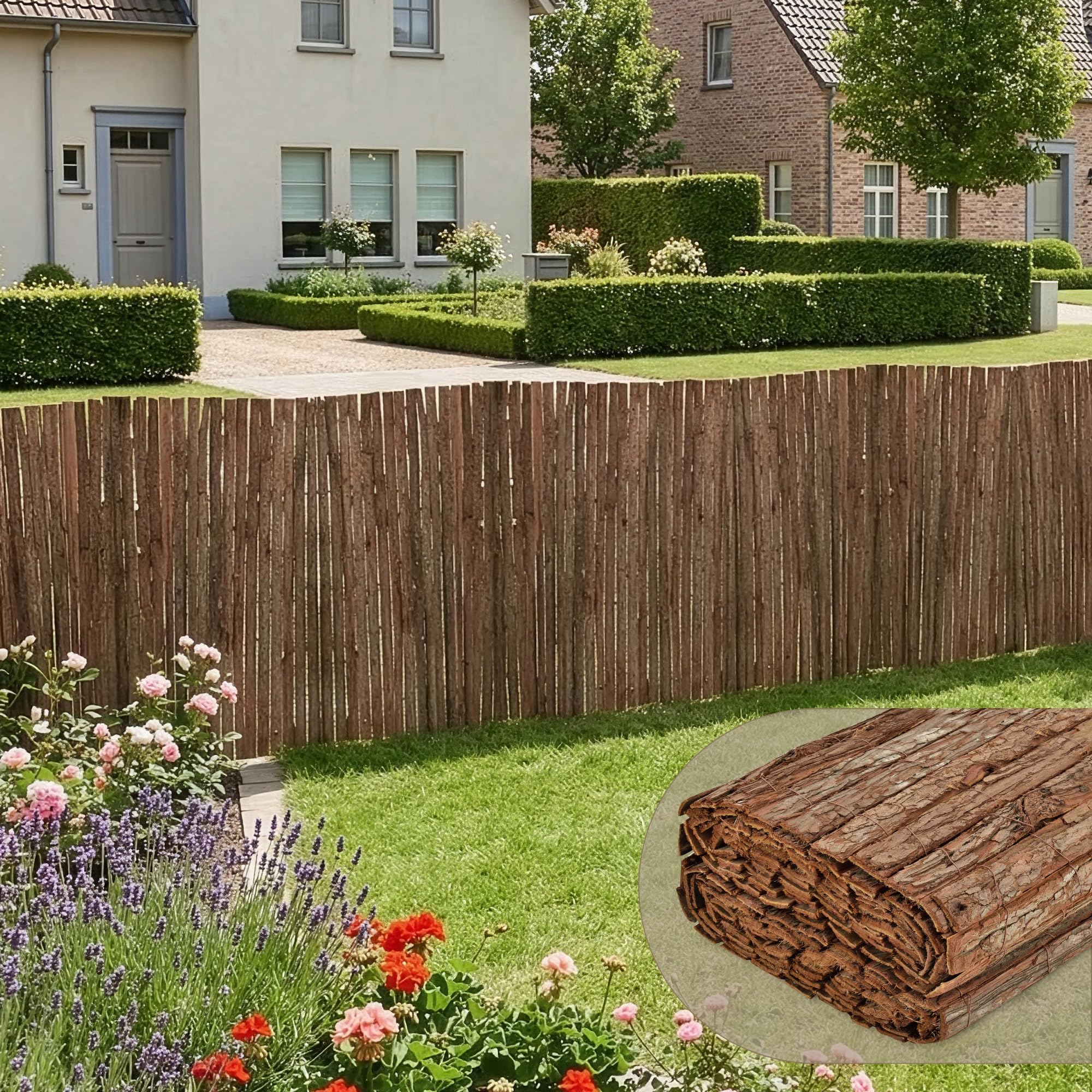 casa.pro Valla de Corteza Zamora Valla de Ocultación Separador de Ambientes para Jardín Terraza Balcón Patio Pantalla de Privacidad 100 x 300 cm - Natural