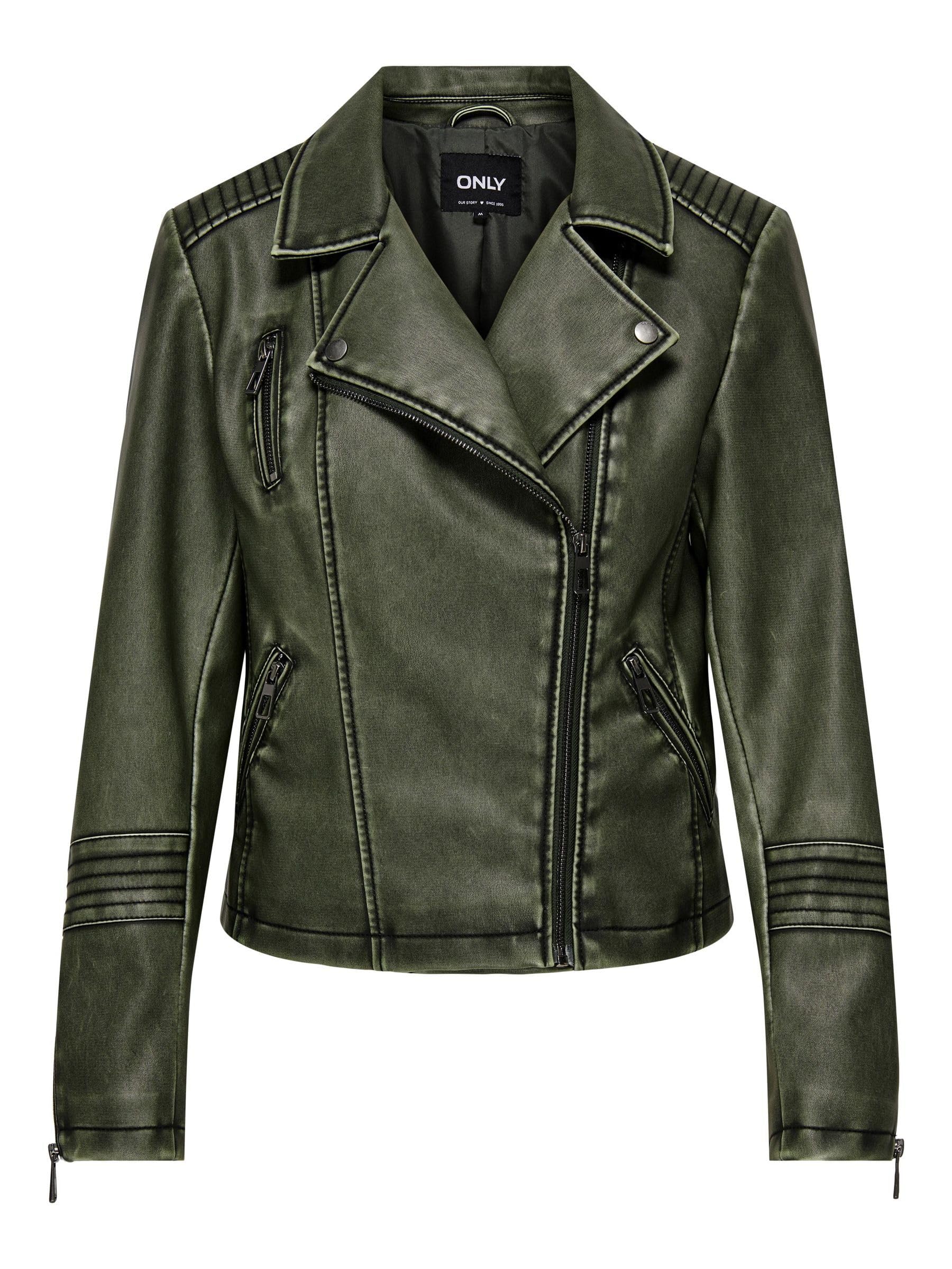 ONLY Onlhalli Gemma Faux Leather Biker CC OTW, deep depths, S