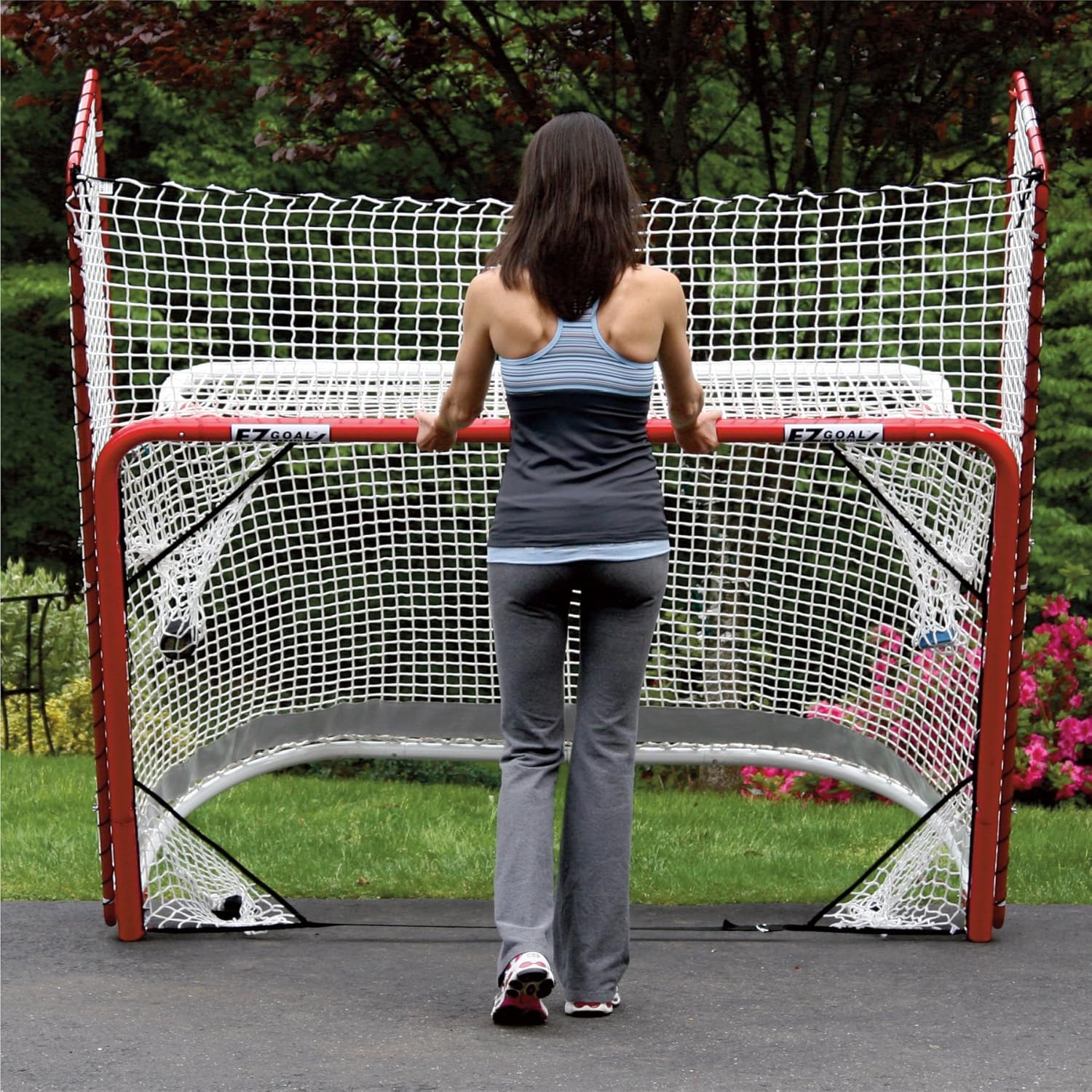 EZGoal Hockey Folding Pro Goal with Backstop and Targets, 2-Inch, Red/White : Sports & Outdoors