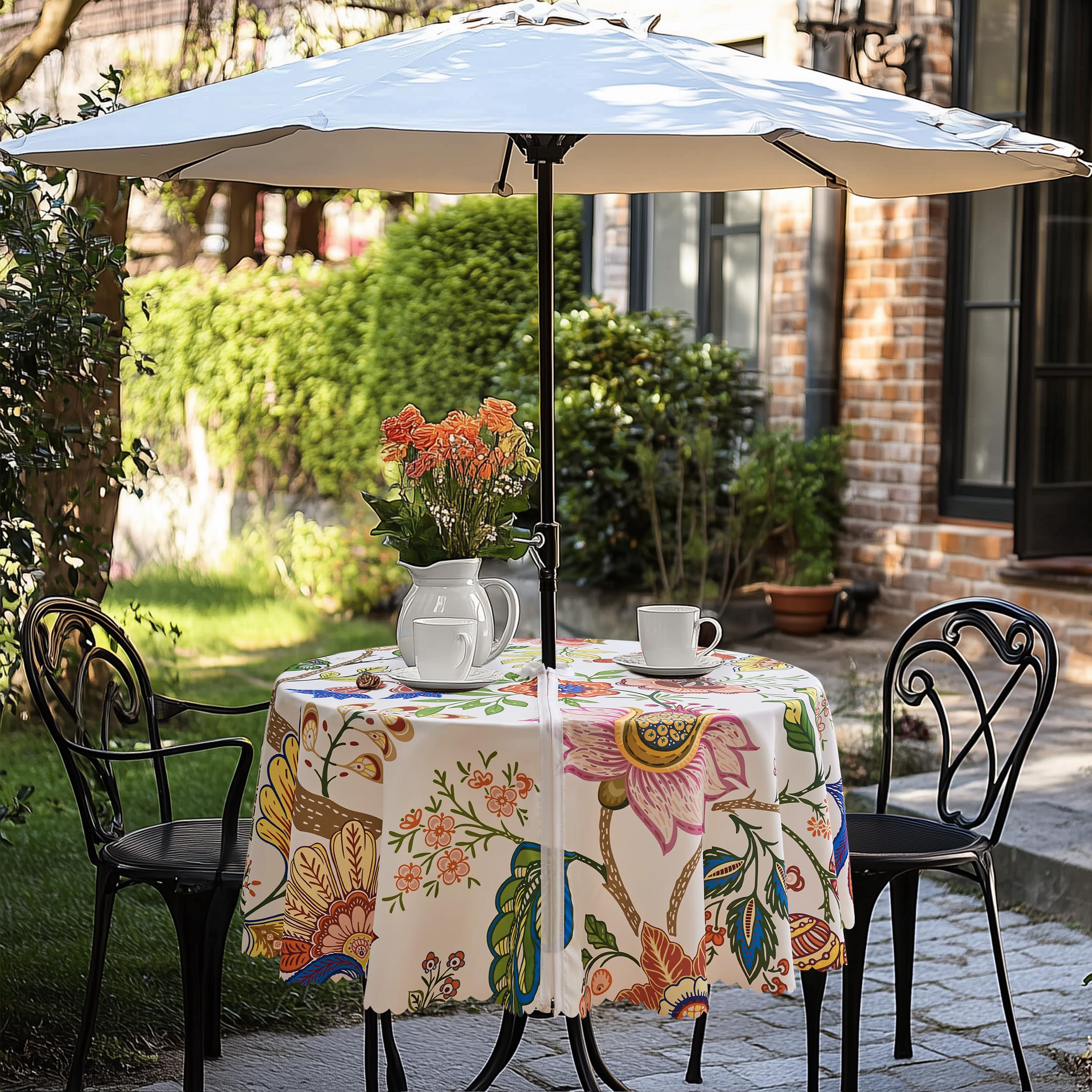 70 inch round patio table with umbrella hole Amazon.com: Dllxumm 70 Inch Round Outdoor Tablecloth with Umbrella Hole and  Zipper, Spillproof Wrinkler-Free Paisley Patio Table Cover for Spring  Summer Backyard Party BBQ Decor : Home & Kitchen