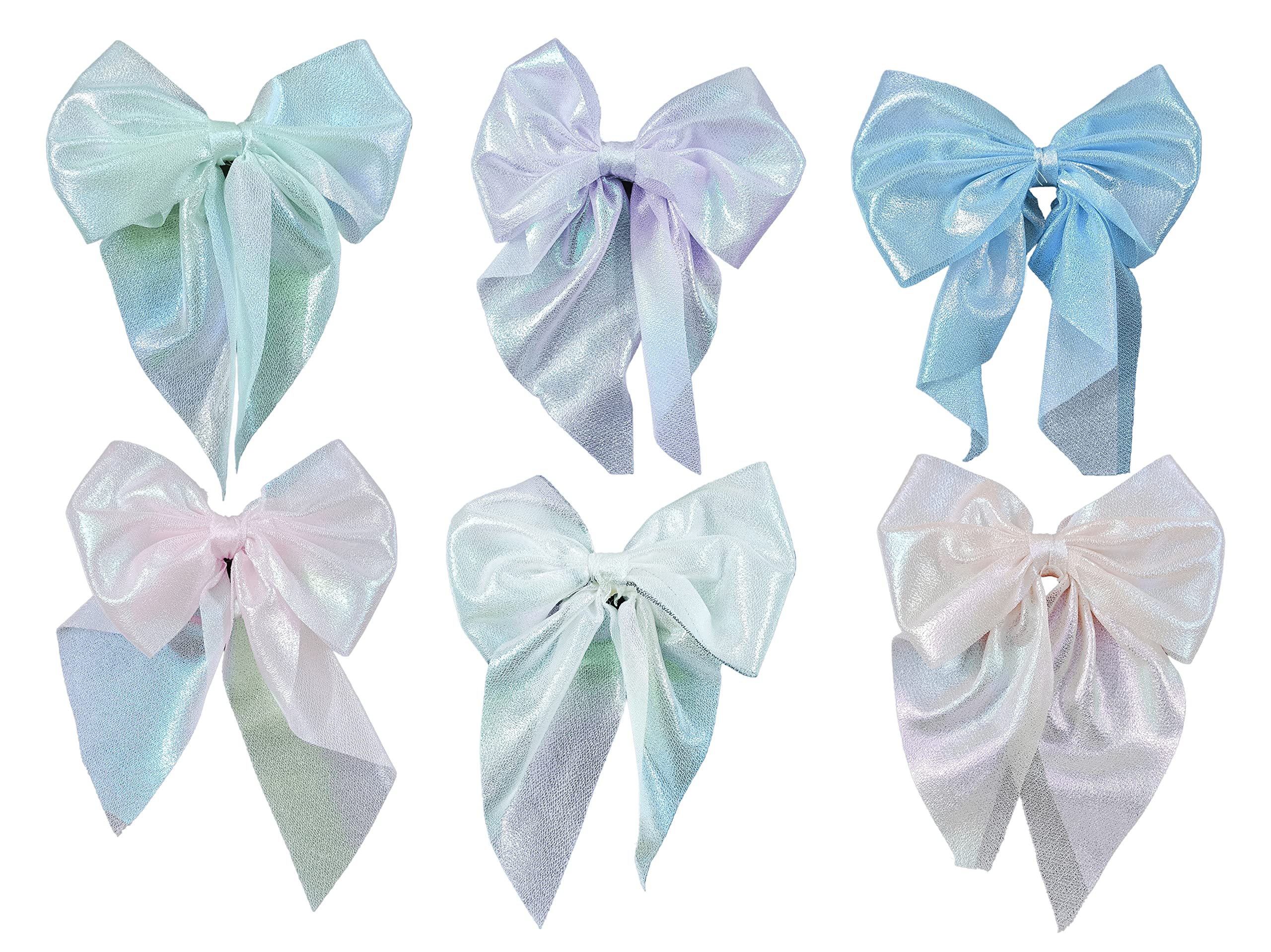 Soika® Hair Bow Clip | Stylish French Bow Hair Clip | Bowknot Hair Barrettes with Tail Random Color (Rainbow Color, Pack of 3)