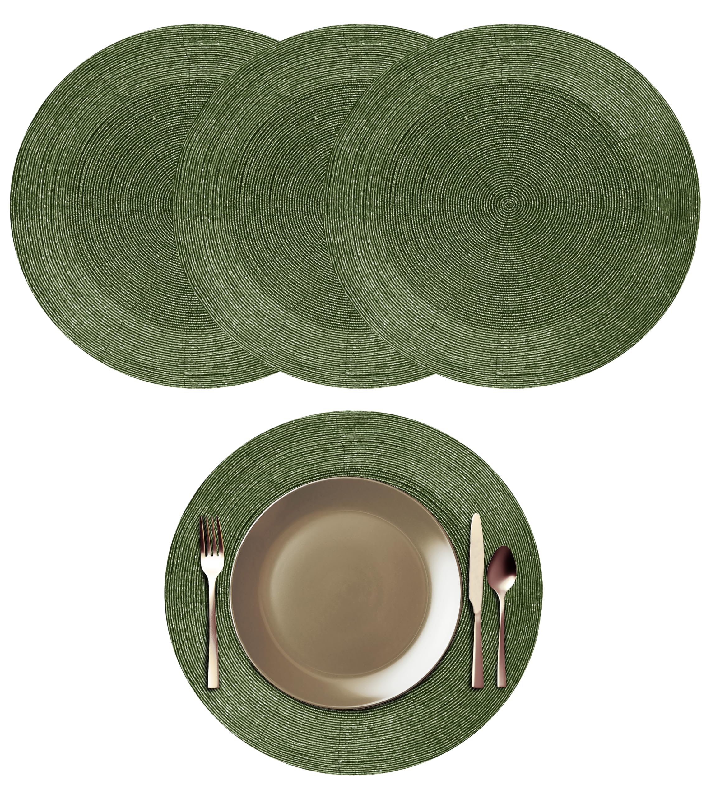 Set de table rond en perles fait main 34cm vert d'artisanat chic COTTON CRAFT