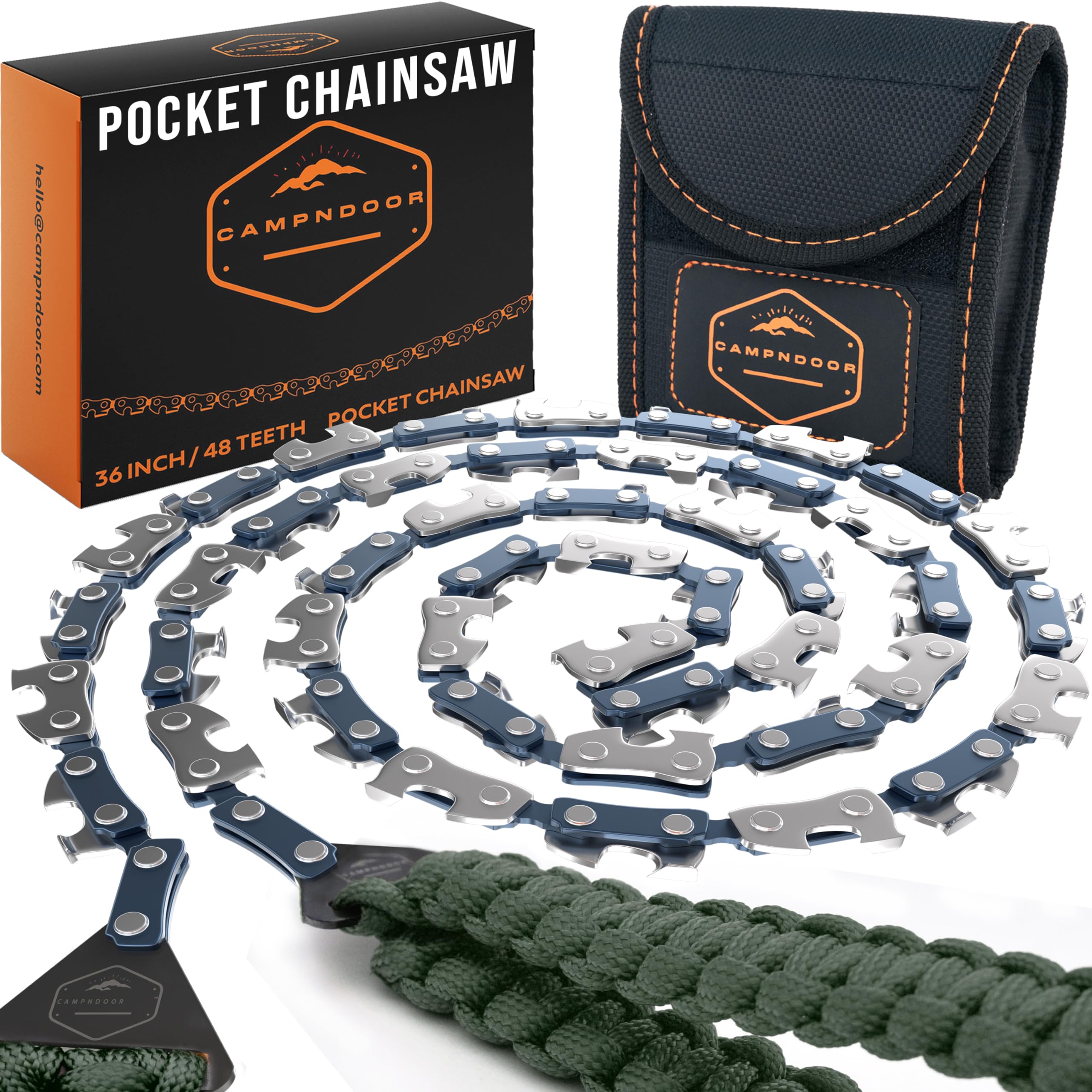 CAMPNDOOR Pocket Chainsaw Green Paracord Handles