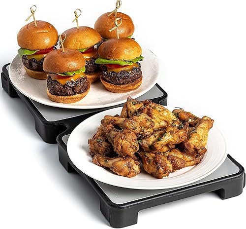 Miniatura 2 de Calentador de alimentos eléctrico estilo buffet  Dos platos térmicos ajustables de temperatura para servir con estilo en eventos, fiestas en casa,