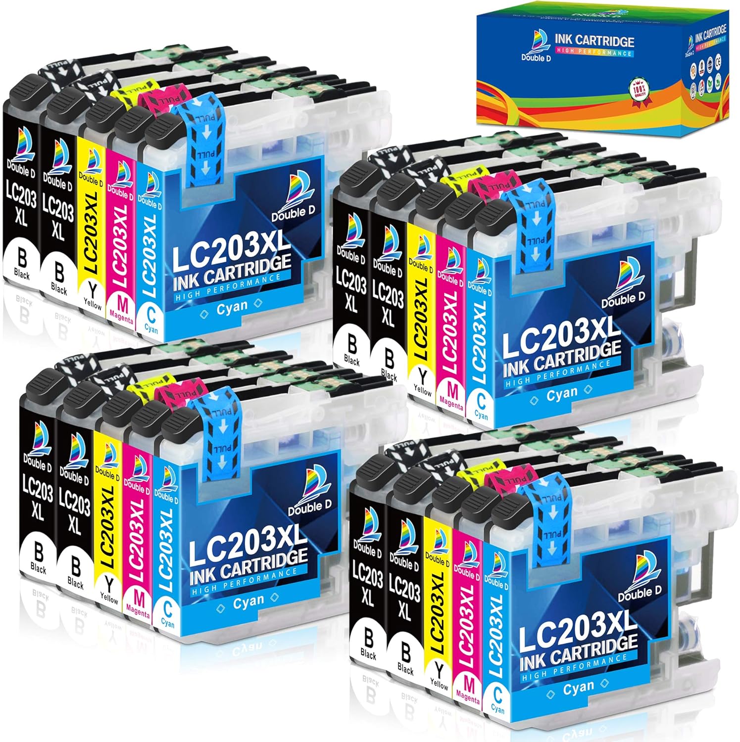 DOUBLE D LC203 Ink Cartridges Compatible Replacement for Brother LC203 LC203XL LC201 for MFC-J480DW,J680DW,J485DW,J885DW,J460DW,J880DW,MFC-J4420DW,J4620DW,J4320DW,J5620DW,J5520DW, J5720DW (20 Pack)