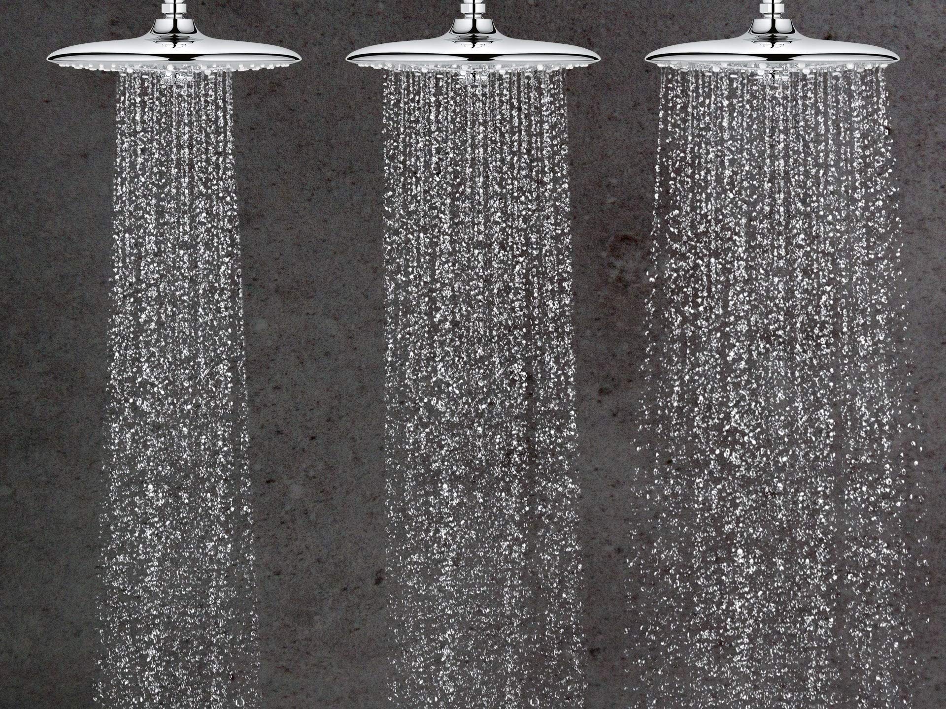 GROHE Vitalio Joy 260, Duschset ohne Armatur, wassersparend, 8l pro Min (Regendusche für vorhandene Armaturen, Kopfbrause mit 3 Strahlarten, Duschstange 74cm, Duschsystem), chrom, 27421002