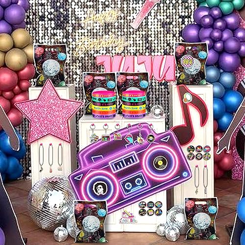 Miniatura 6 de 130 piezas de recuerdos de fiesta de los años 80 y 90, suministros de fiesta de regreso a los años 80 y 90 con pasadores de botón, collares