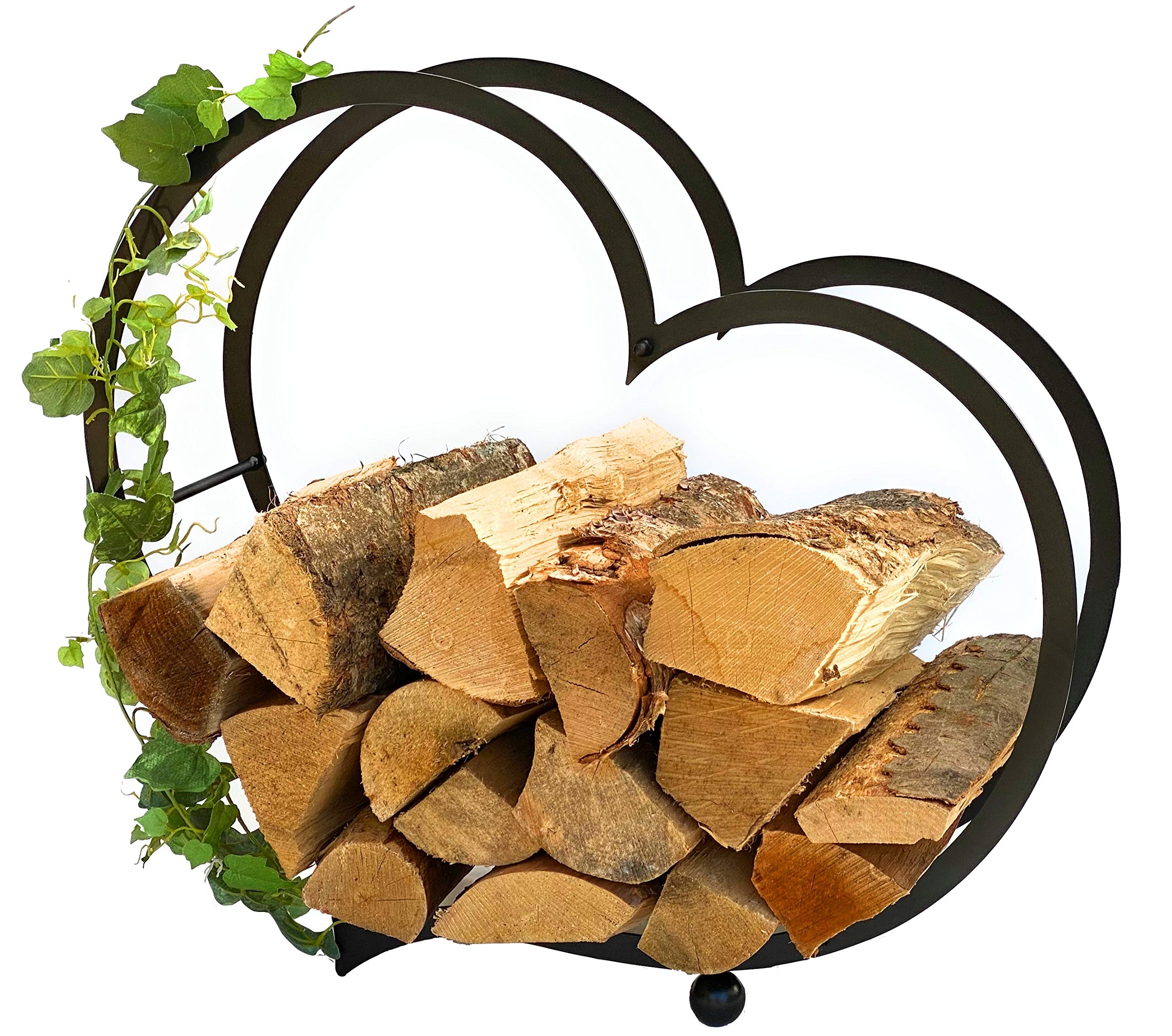 DanDiBo Kaminholzregal Innen Metall Herz Kaminholzständer 64 cm 181134 Holzkorb Kaminholzhalter Feuerholzhalter