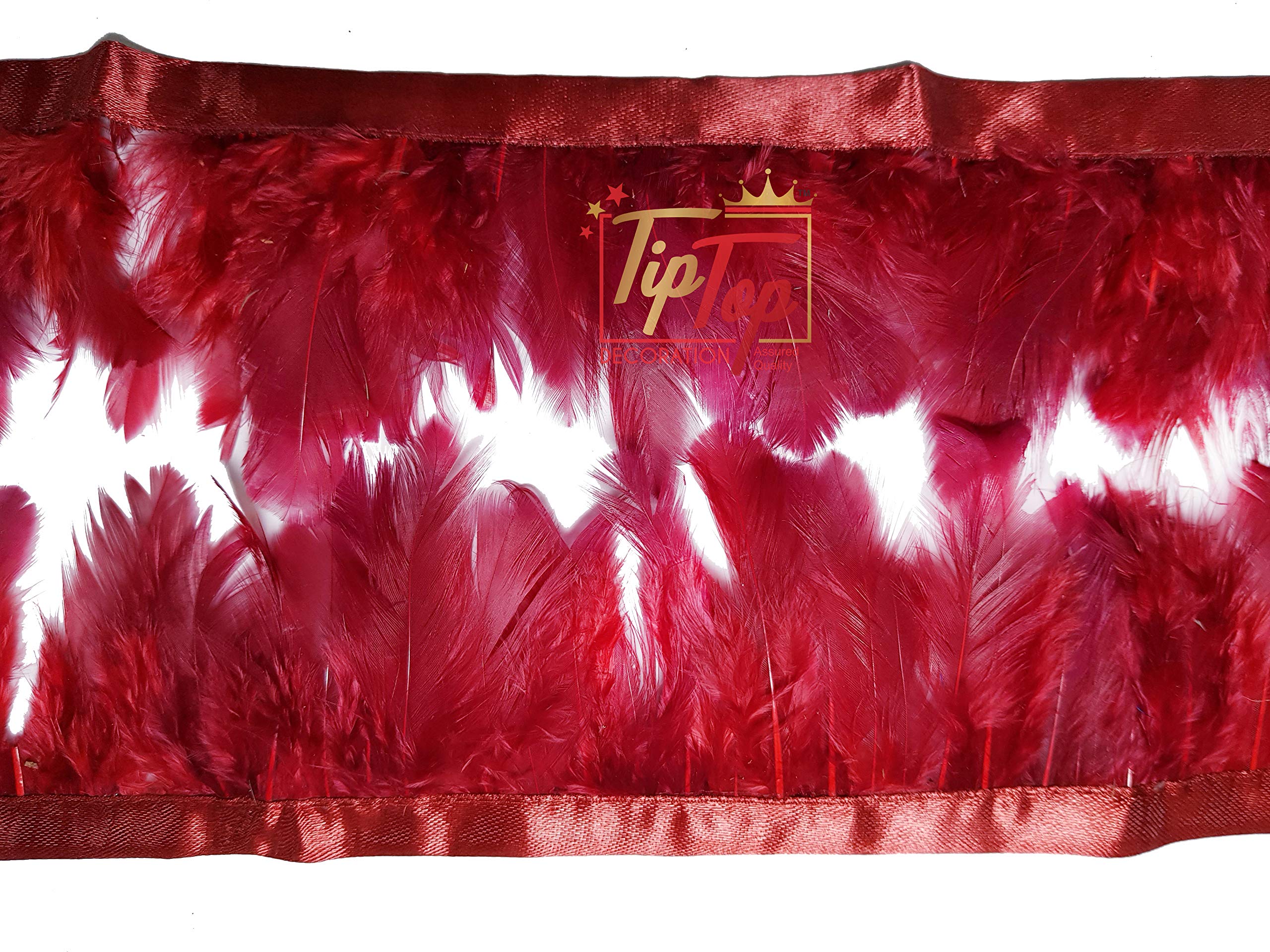 TIPTOP DECORATION Natural Dyed Feathers Lace (2-4 Inch) (Maroon) (9 Meters) 2