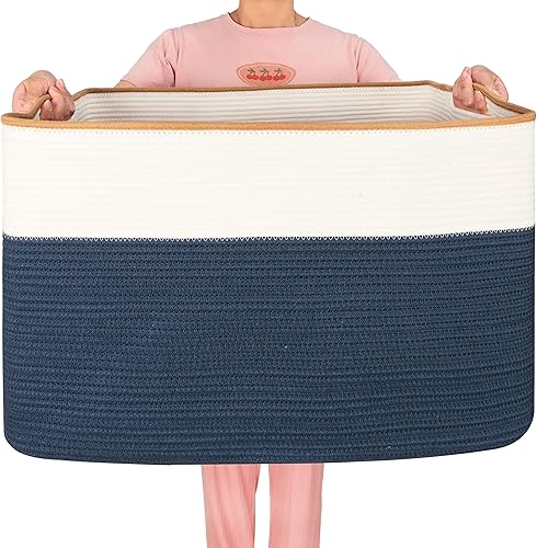 MINTWOOD Design Canasta de almacenamiento extragrande de 112 L para sala de estar, 25 x 17 x 16 pulgadas, cesta de almacenamiento tejida con asas