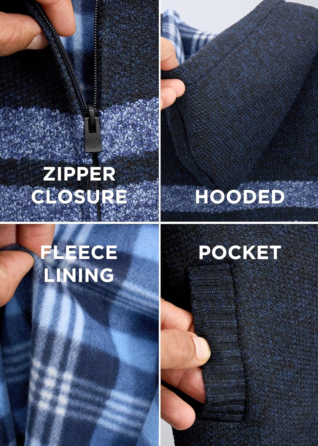 X RAY Boys (6-12) Full Zip Fleece Flannel Lining Sweater with Hood, Kids Knit Sweater for Spring, Fall and Winter - Image 2