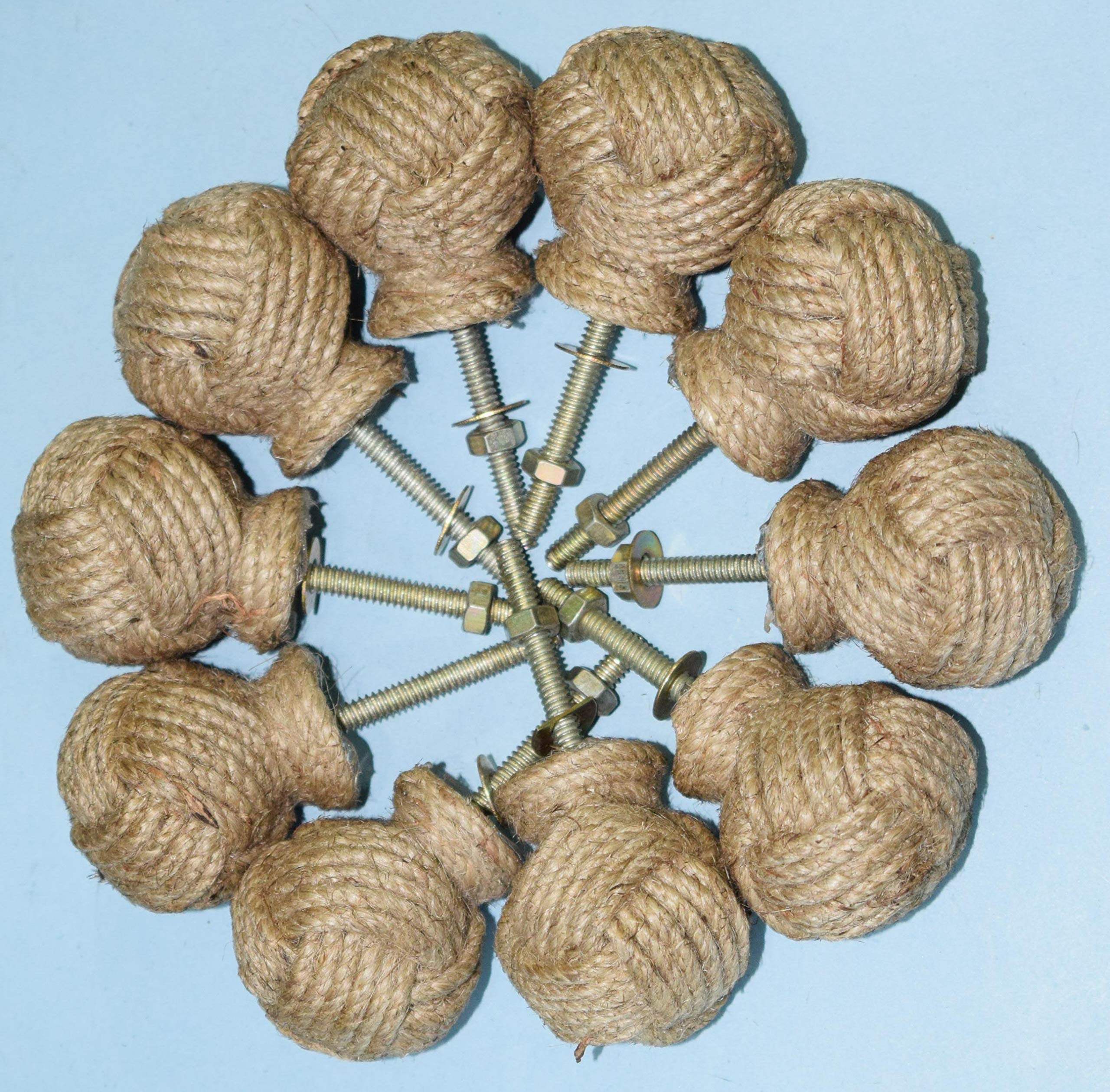 Buy YAMAN ANTIQUE Nautical Twisted Jute Rope Door Knobs/Rope Knot Drawer Pulls and Knobs/Pull