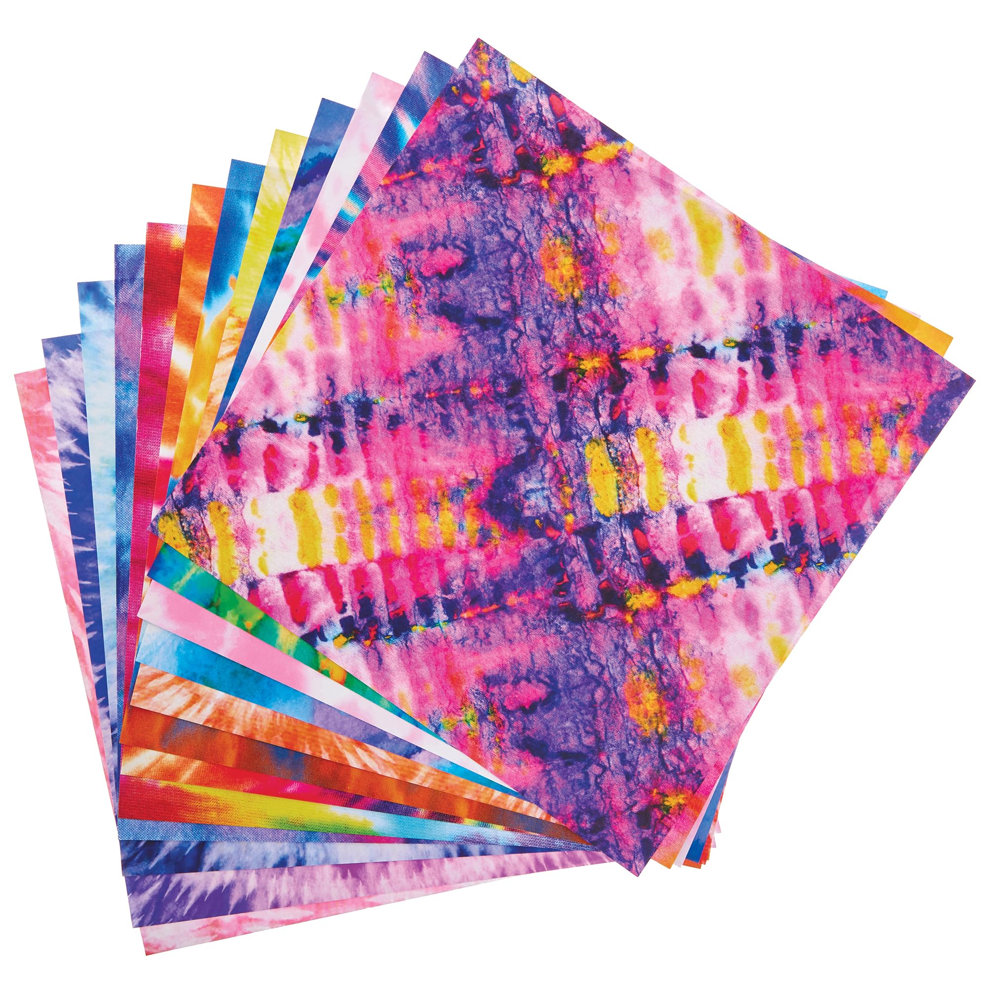 Baker Ross FN269 Tie Dye Printed Paper Pack - Pack of 48, Printed Paper For Crafts, Scrapbooking, Decorations, Patterned Paper