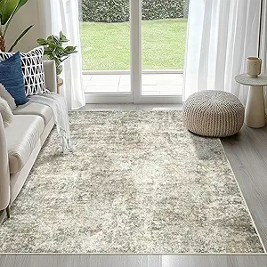 4x6 Area Rugs for Living Room Rug Washable: Abstract Rug for Dining Room Bedroom Carpet Non Slip 4 by 6 Indoor Modern Nursery Home Office Beige Brown