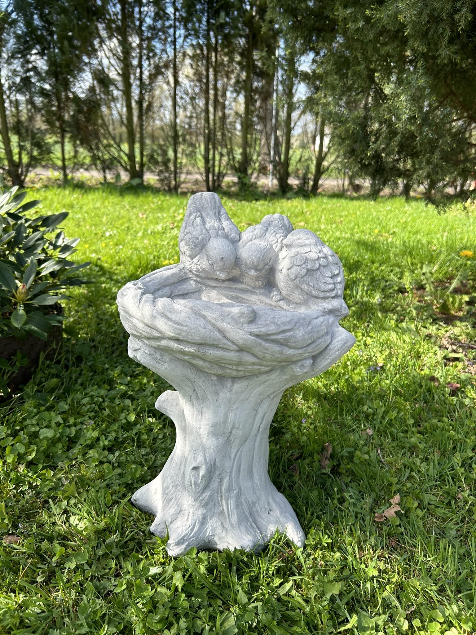 FABRIQ Grande abbeveratoio per uccelli su base, 46 cm, 20 kg, in pietra pressofuso, resistente alle intemperie e al gelo, decorazione da giardino