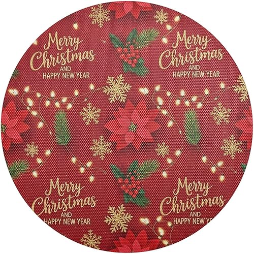 Gold Red Snowflakes Placemats, Non Slip Place Mat Washable for Kitchen Table one sizex6