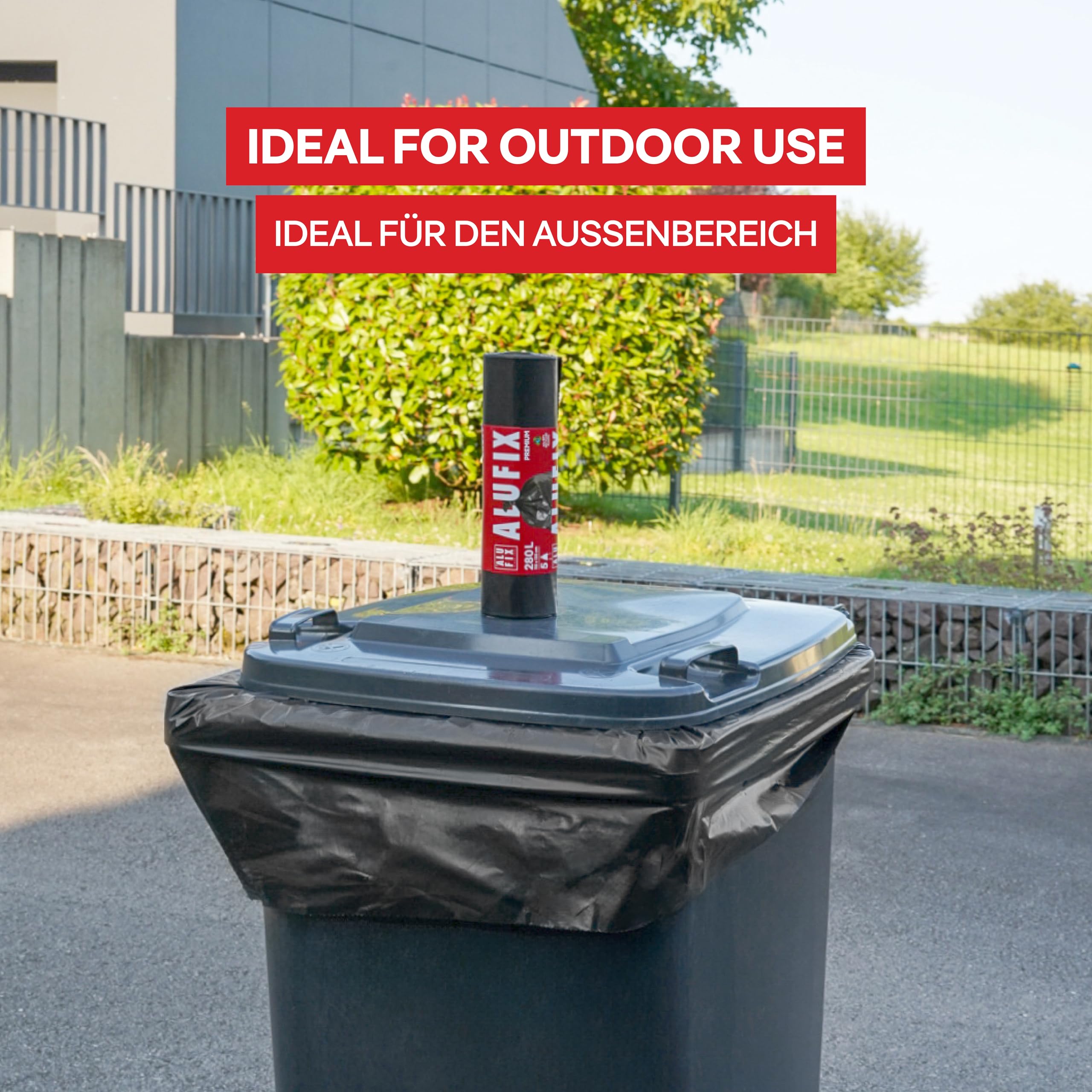 ALU FIX worki na śmieci PRO ekstra mocne LDPE / 280 l - 10 worków na śmieci - 1 rolka / 60 μm/czarne/worki na odpady / 115 × 135 cm/worek na śmieci do ogrodu, na place budowy lub do dużych prac