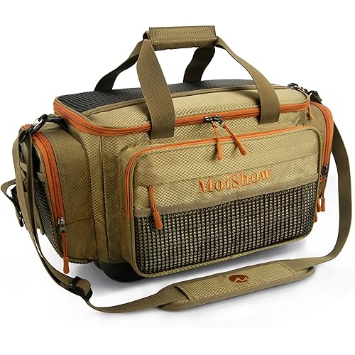 Fishing Tackle Box Bag - Fishing Bags for Saltwater or Freshwater (#Khaki) Fishing Tackle Bags - Padded Shoulder Strap - Tackle Bag for 3600 3700 Tackle Box